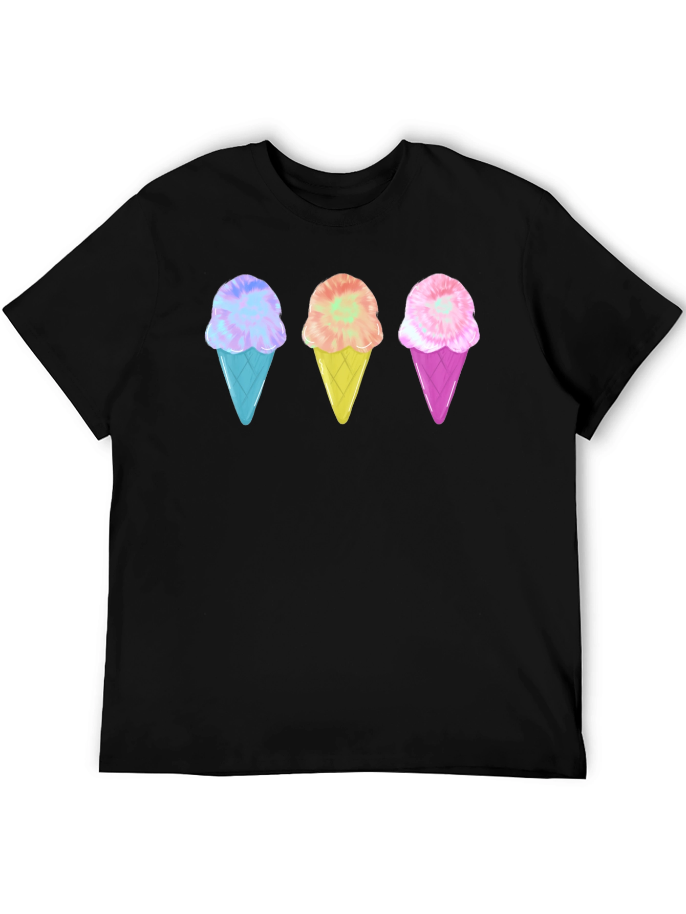Black Ice Cream Cone Graphic Tee - Black Unisex T-Shirt view 5