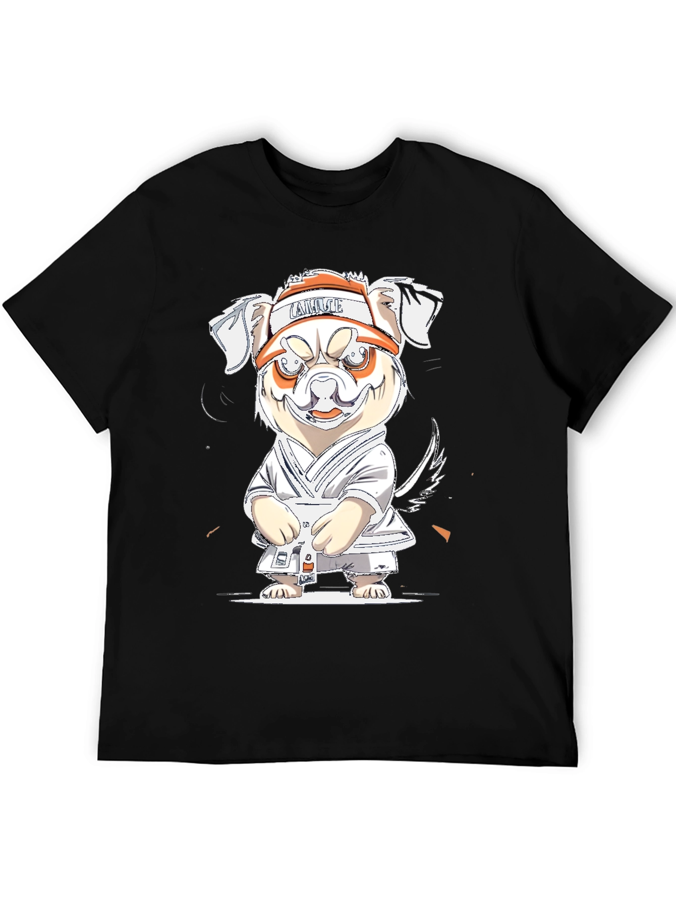 Black Cartoon Dog Karate T-Shirt view 5