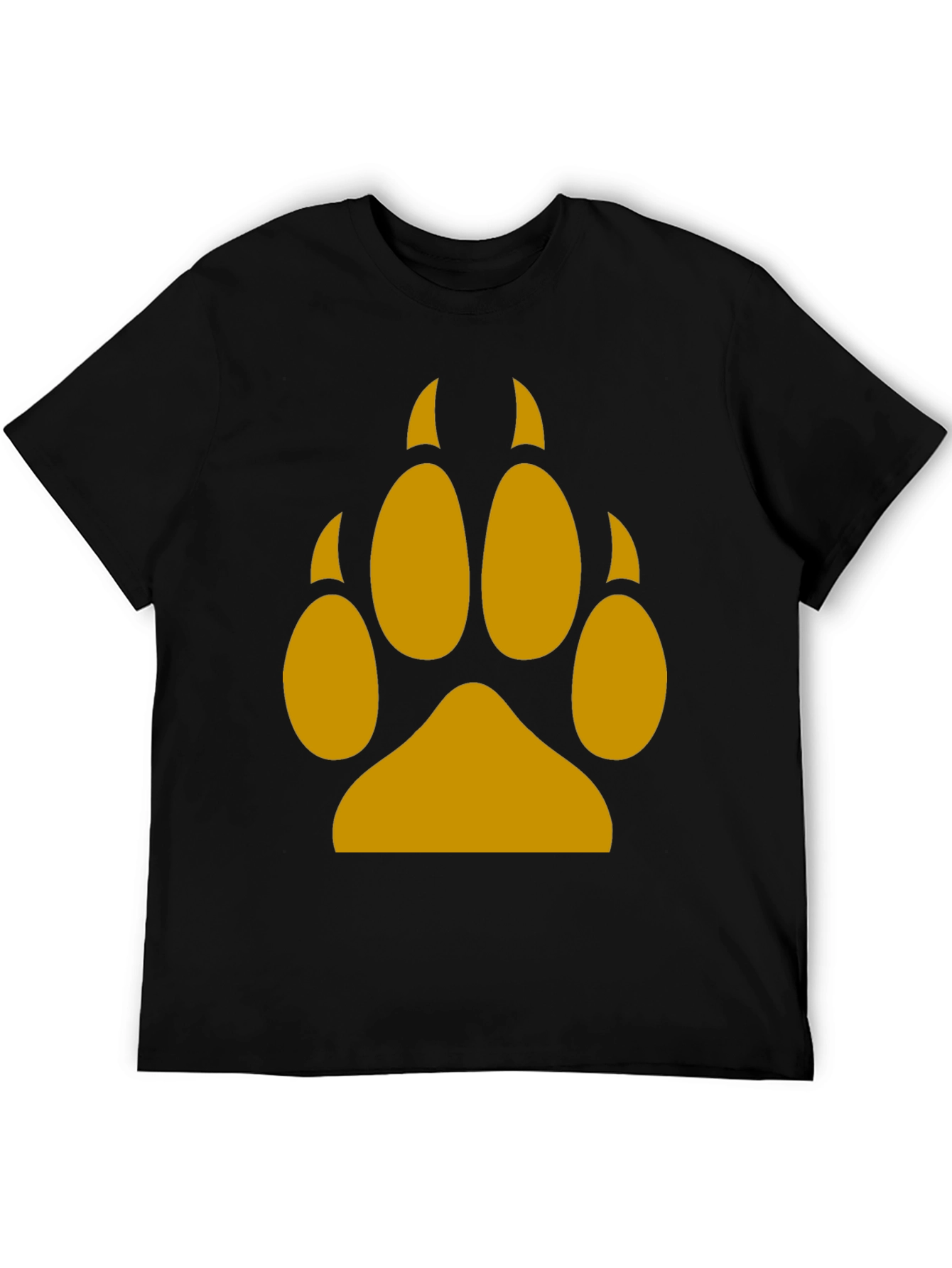 Black Wolf Paw Print Tee - Black Cotton Blend T-Shirt view 5