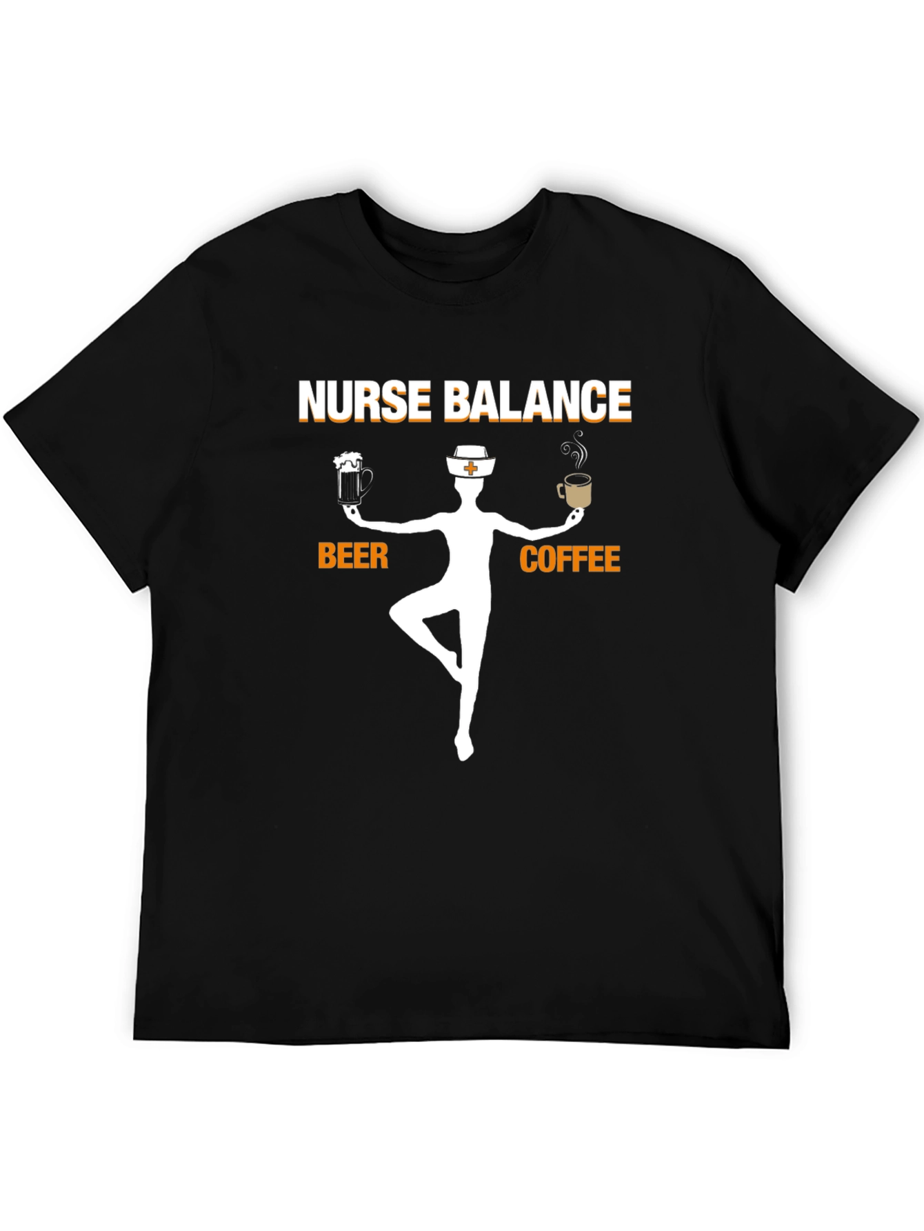 Black Nurse Balance Beer Coffee Graphic T-Shirt view 5
