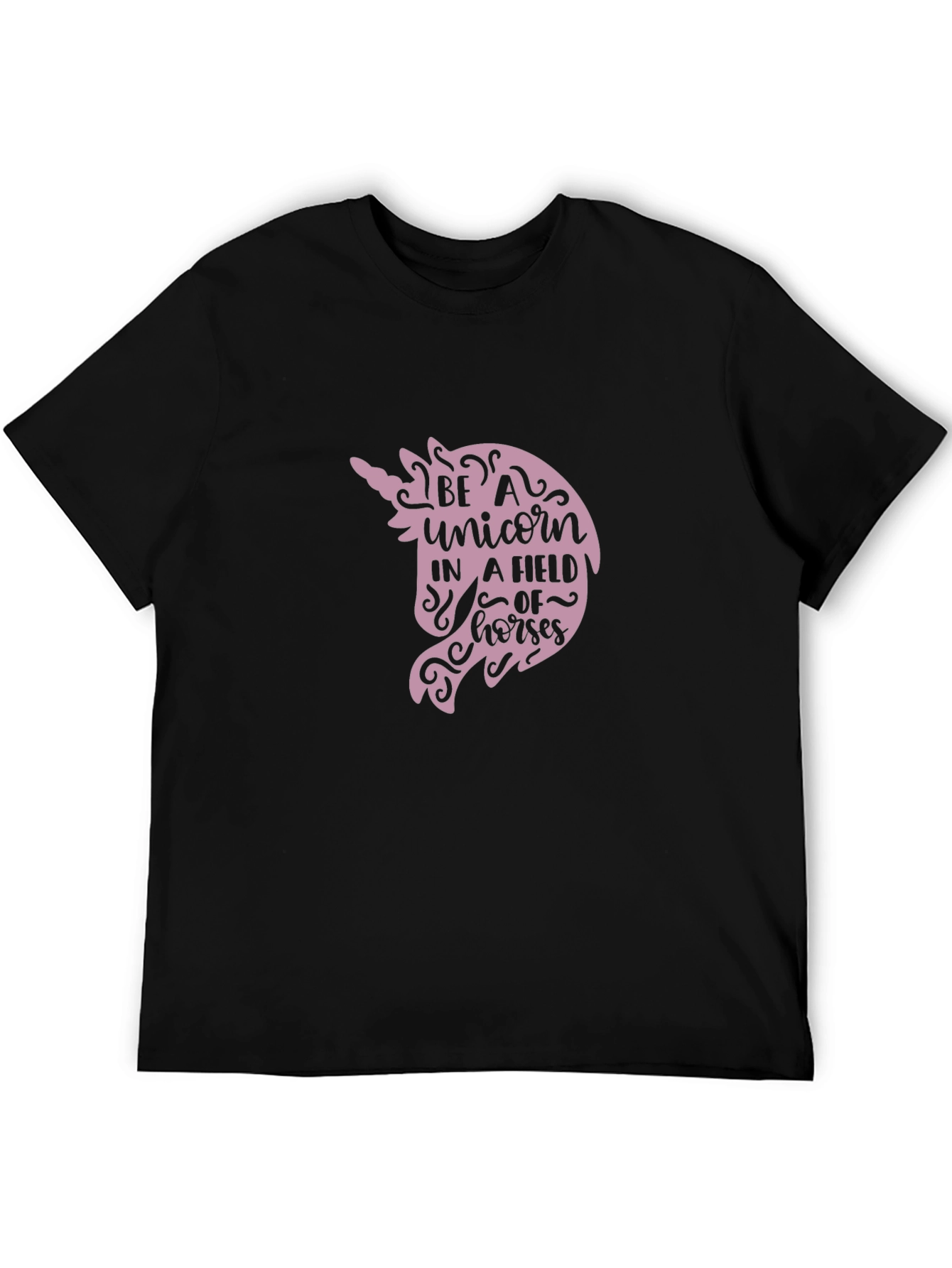Black Be a Unicorn T-Shirt - Unique Graphic Tee view 5