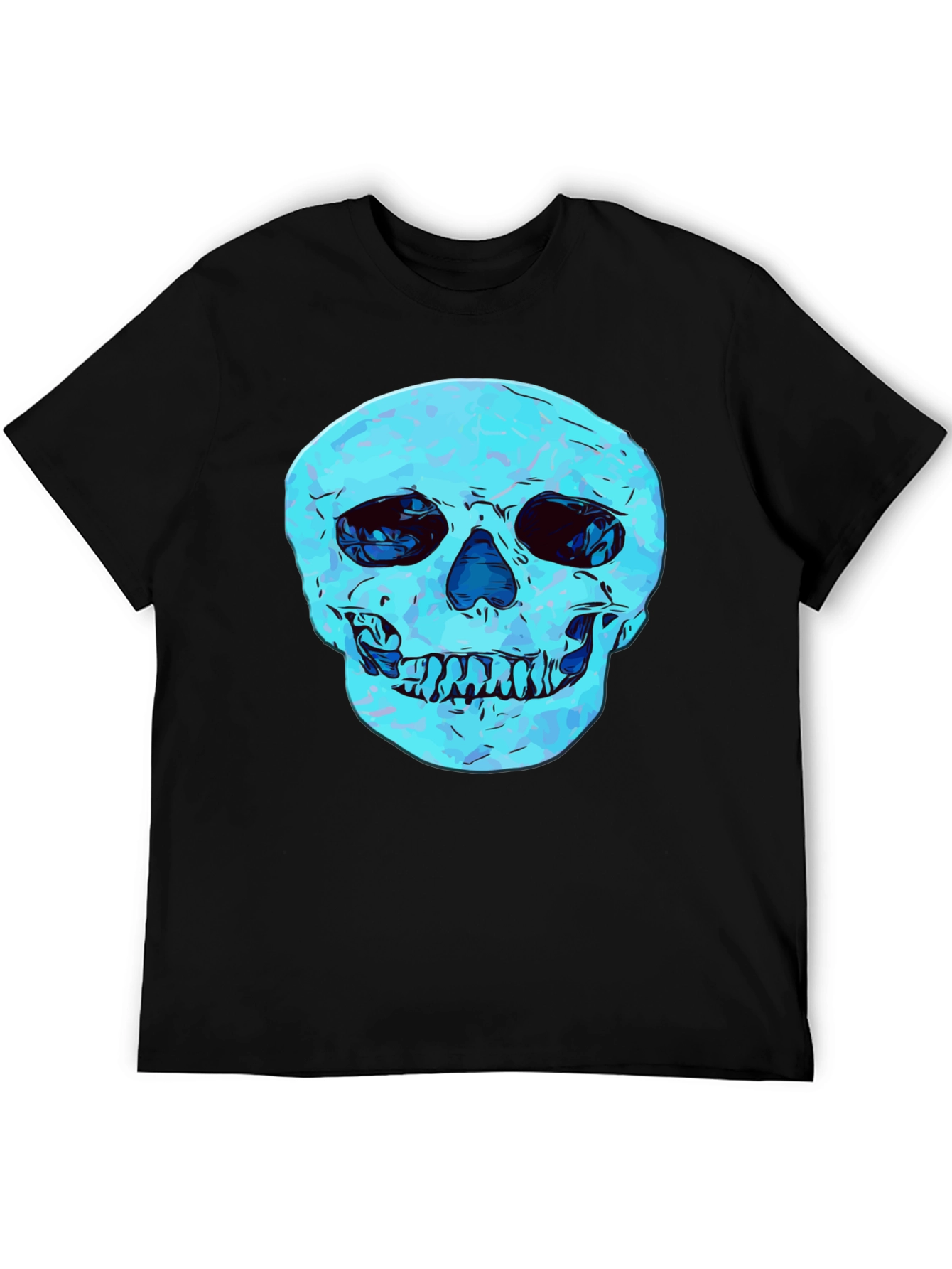 Black Cool Skull Graphic Print Black T-Shirt view 5