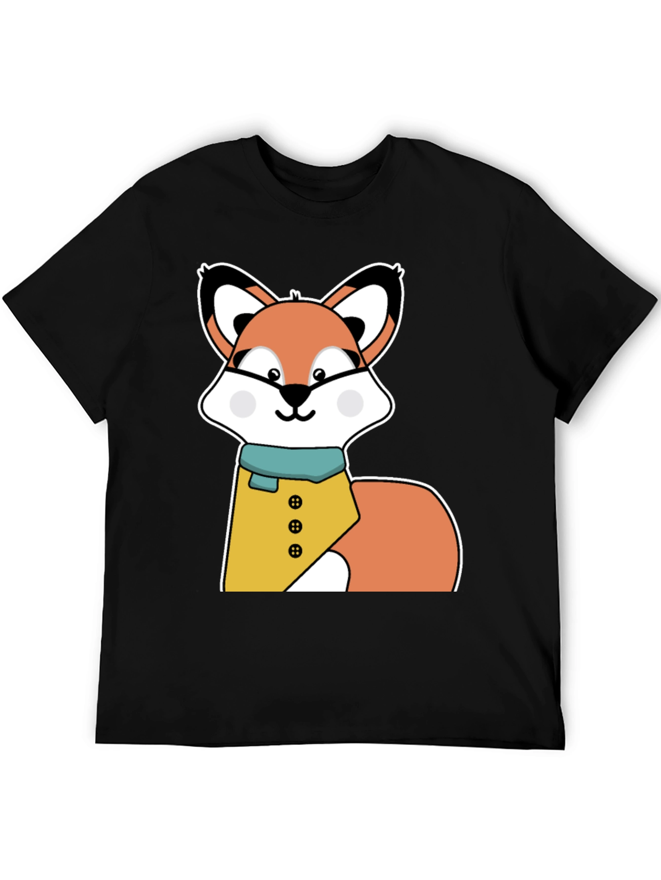 Black Cute Cartoon Fox T-Shirt - Stylish Animal Graphic Tee view 5