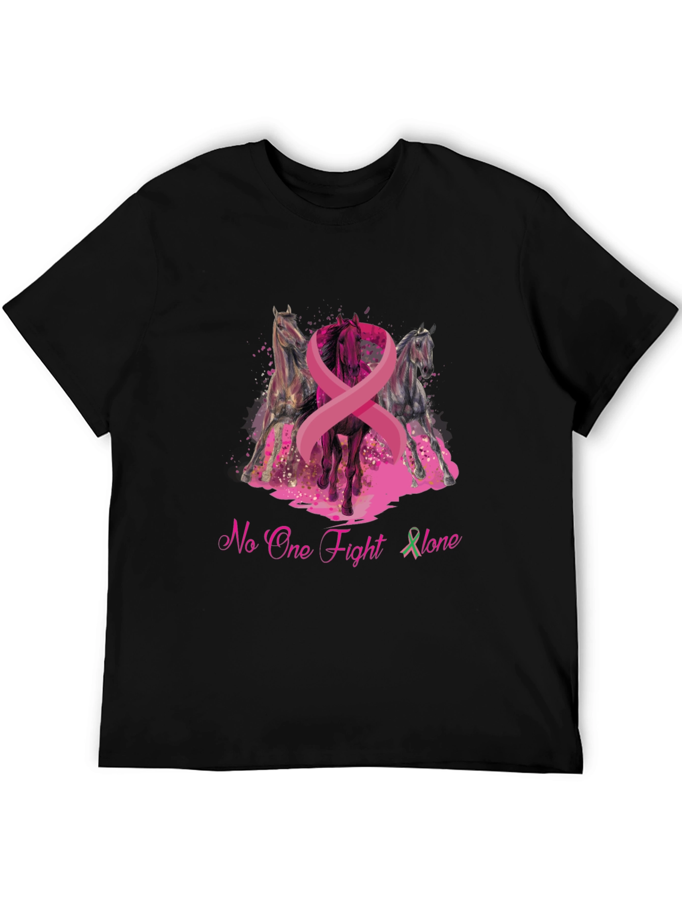 Black Horse & Breast Cancer Awareness Graphic T-Shirt view 5
