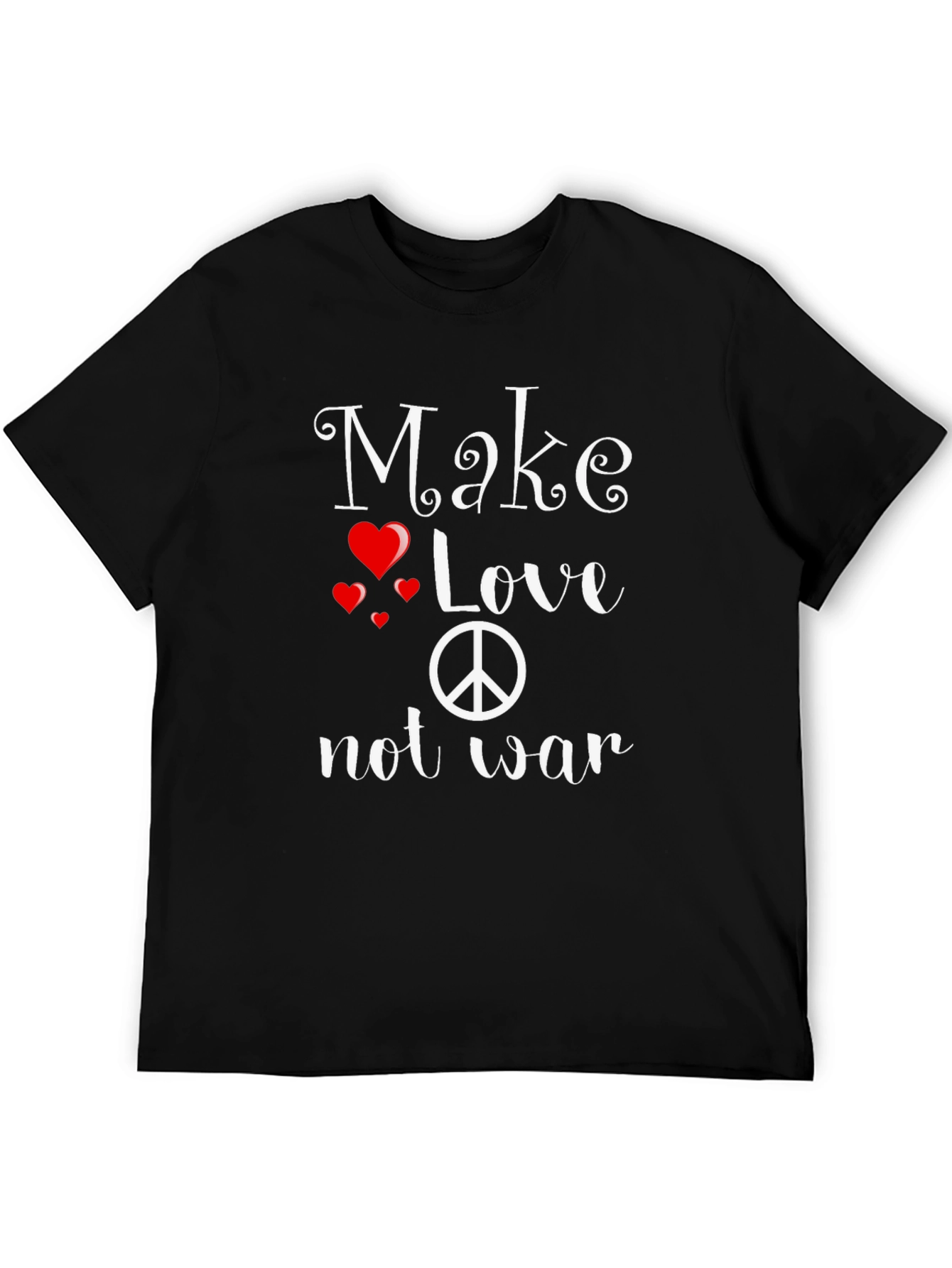 Black Peace & Love Graphic Tee - Black view 5