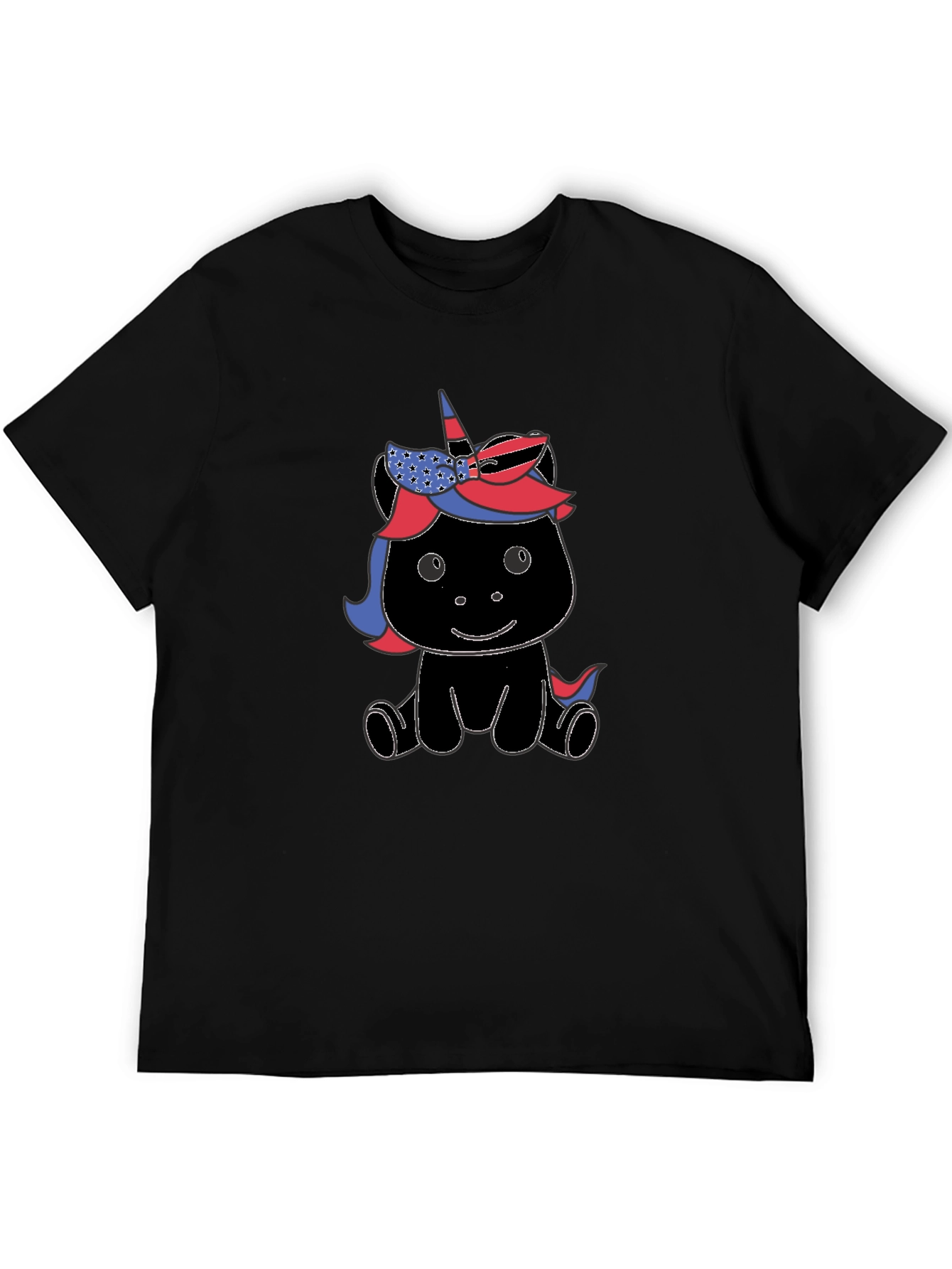 Black Cute Cartoon Unicorn Graphic T-Shirt view 5