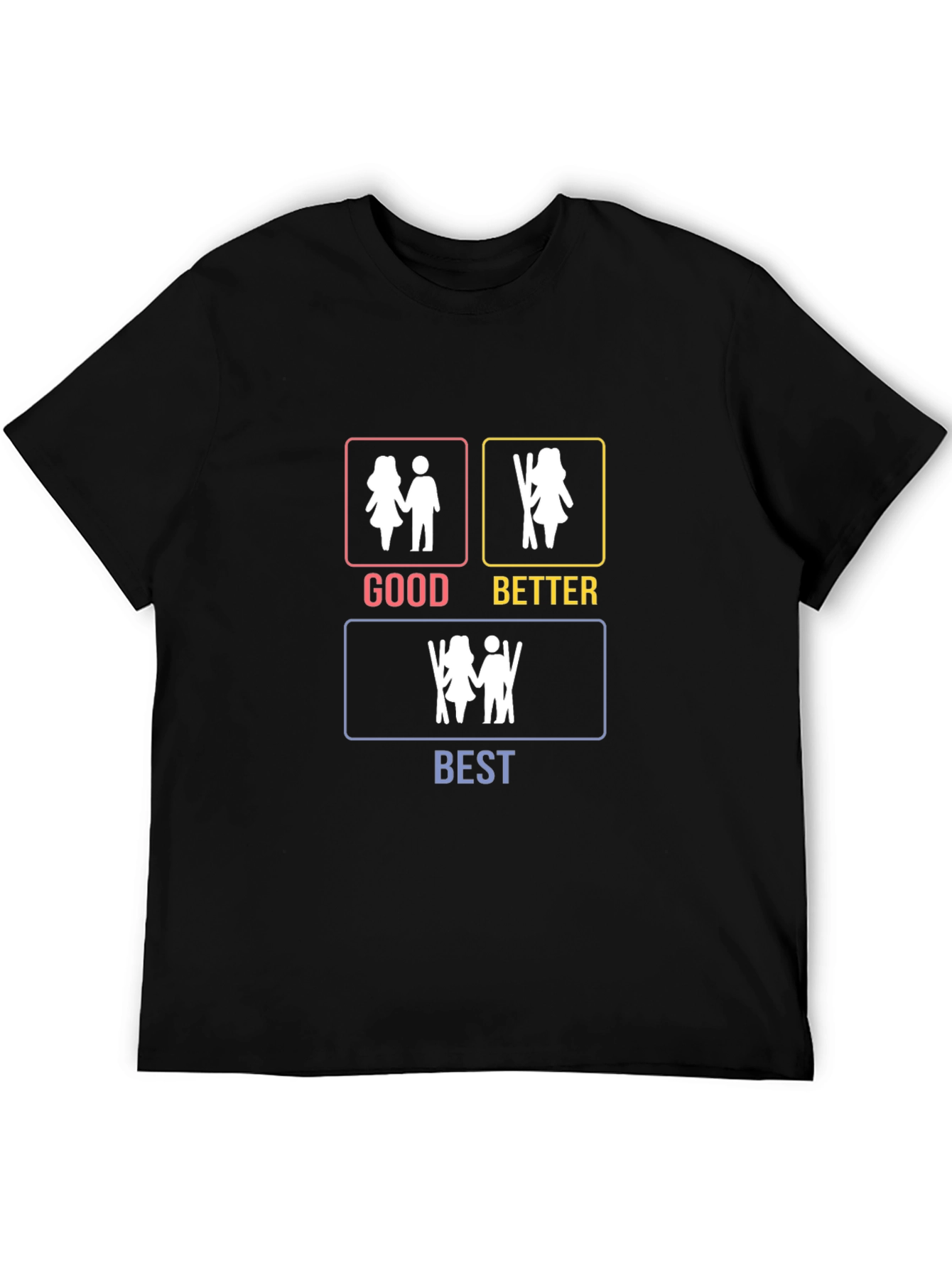 Black Skiing Couple T-Shirt - Good, Better, Best Design view 5