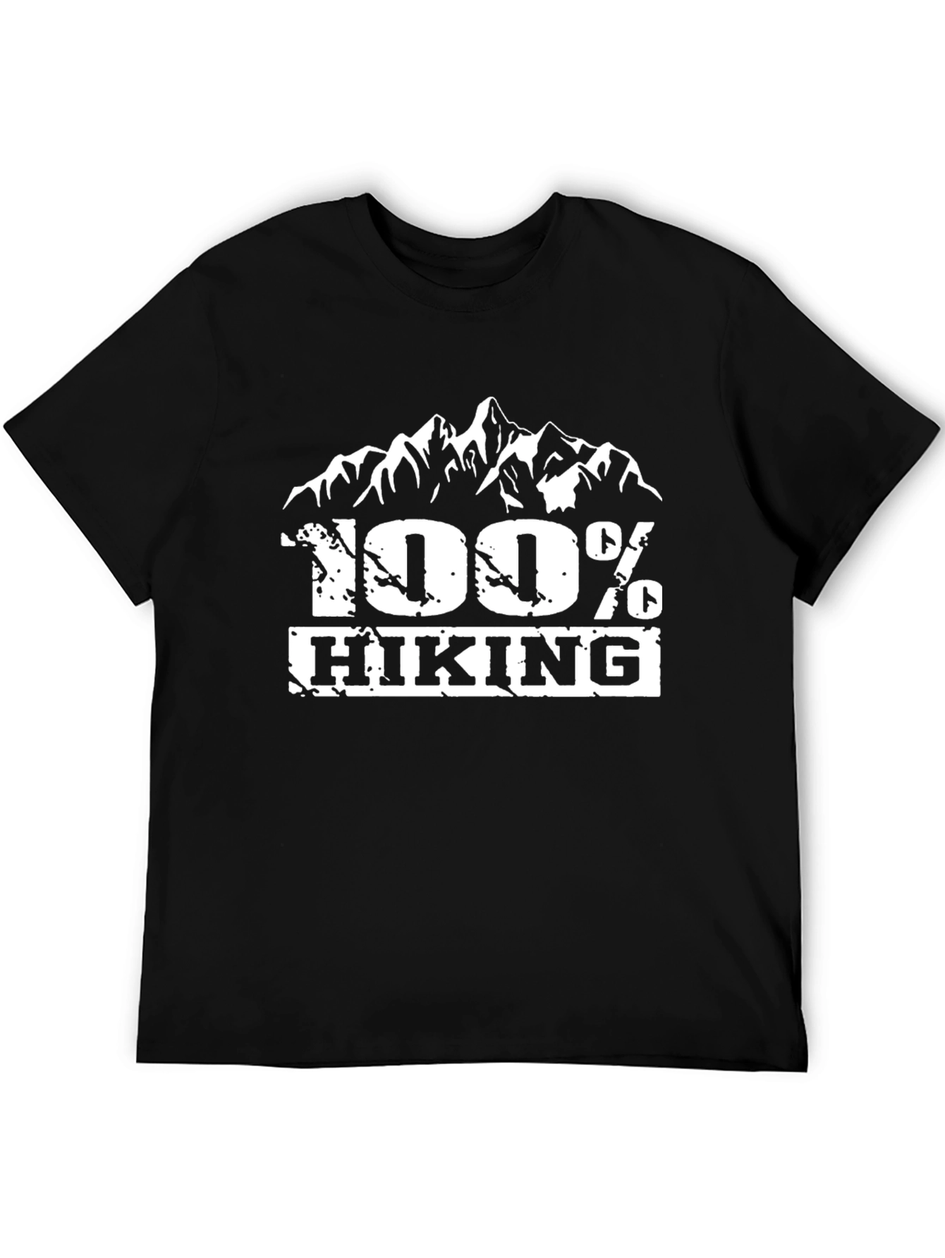 Black 100% Hiking Mountain Graphic T-Shirt - Black view 5
