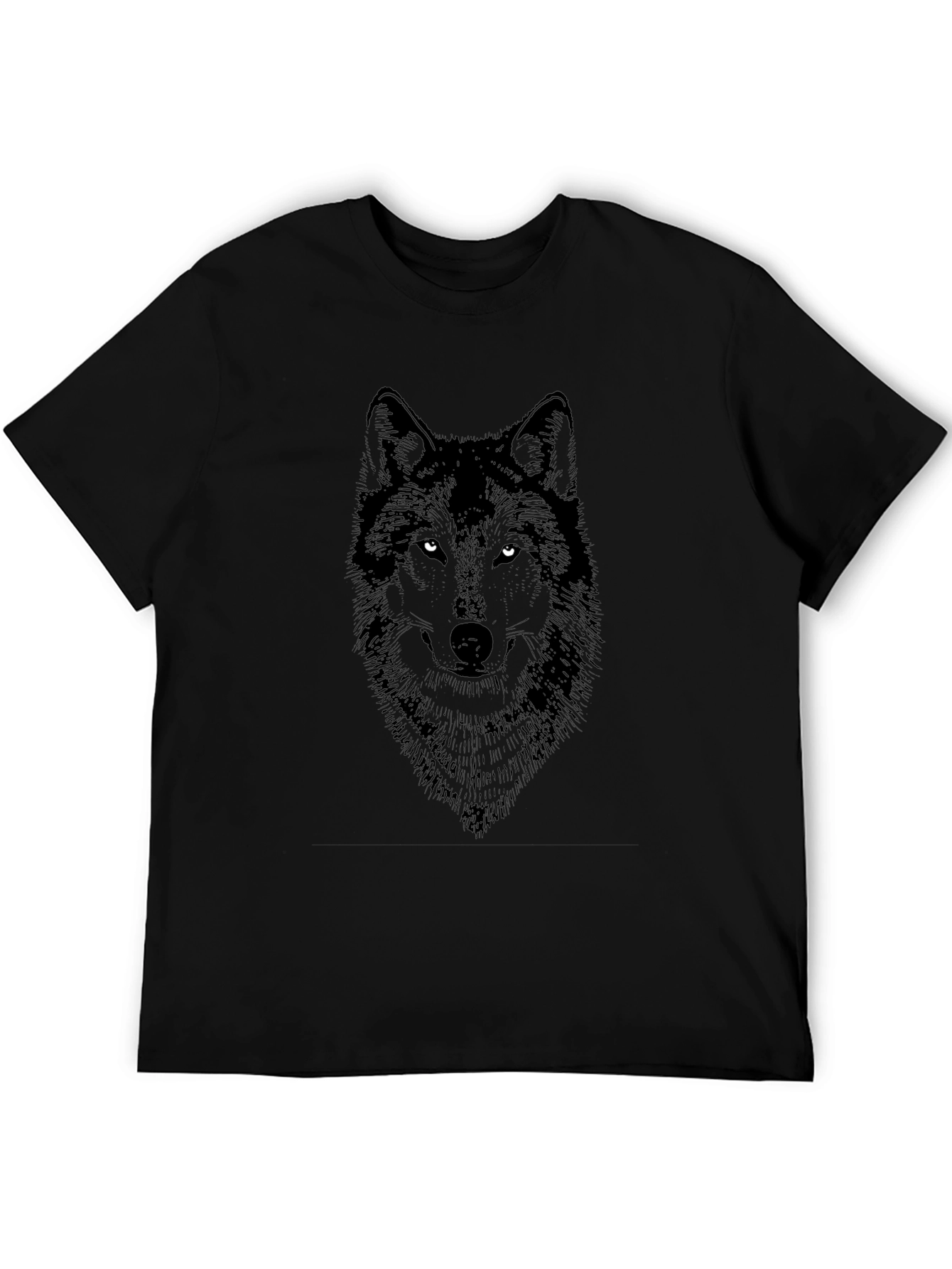 Black Men's Black Wolf Graphic Tee - Fierce Style view 5