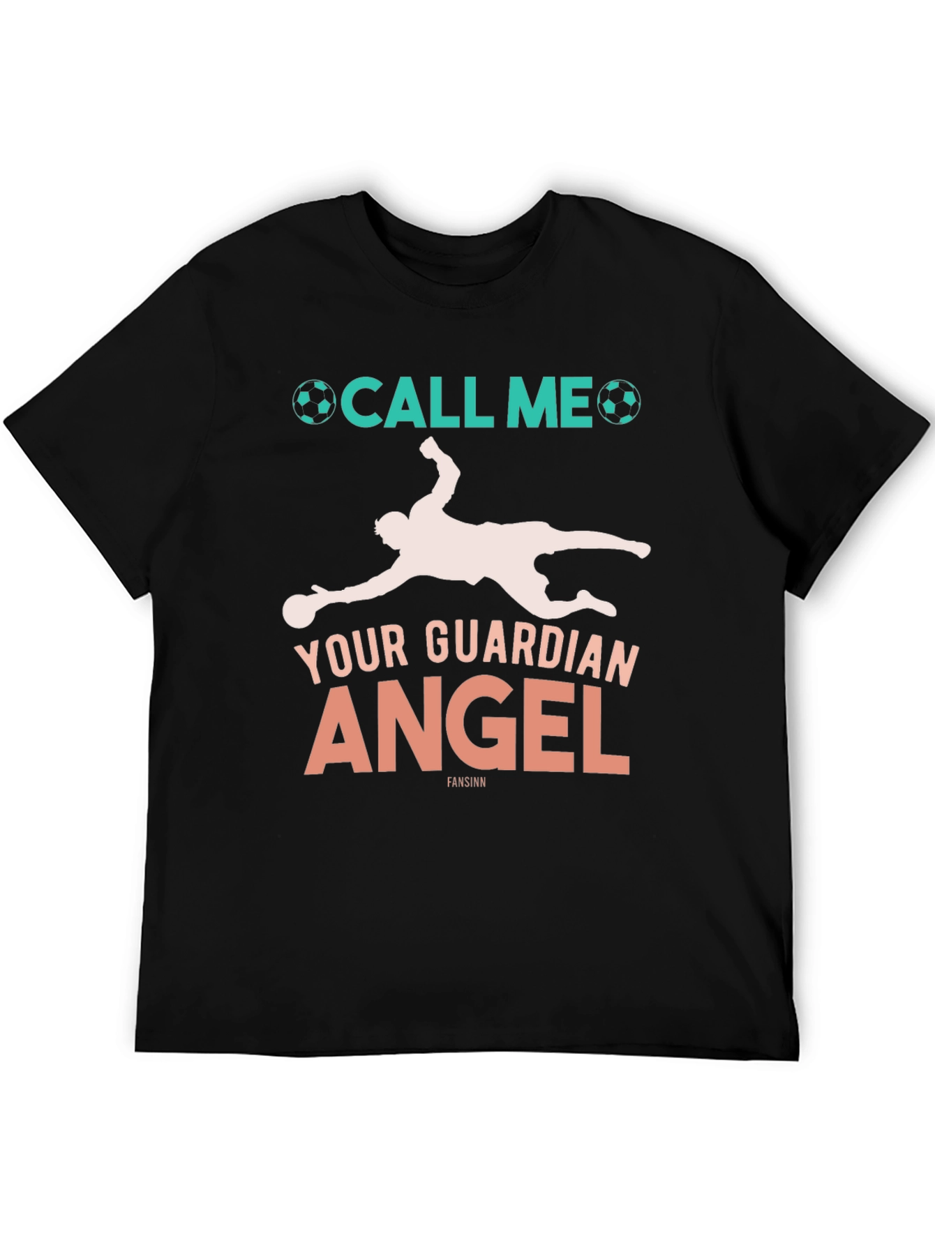 Black Soccer Goalie Guardian Angel Graphic Tee view 5