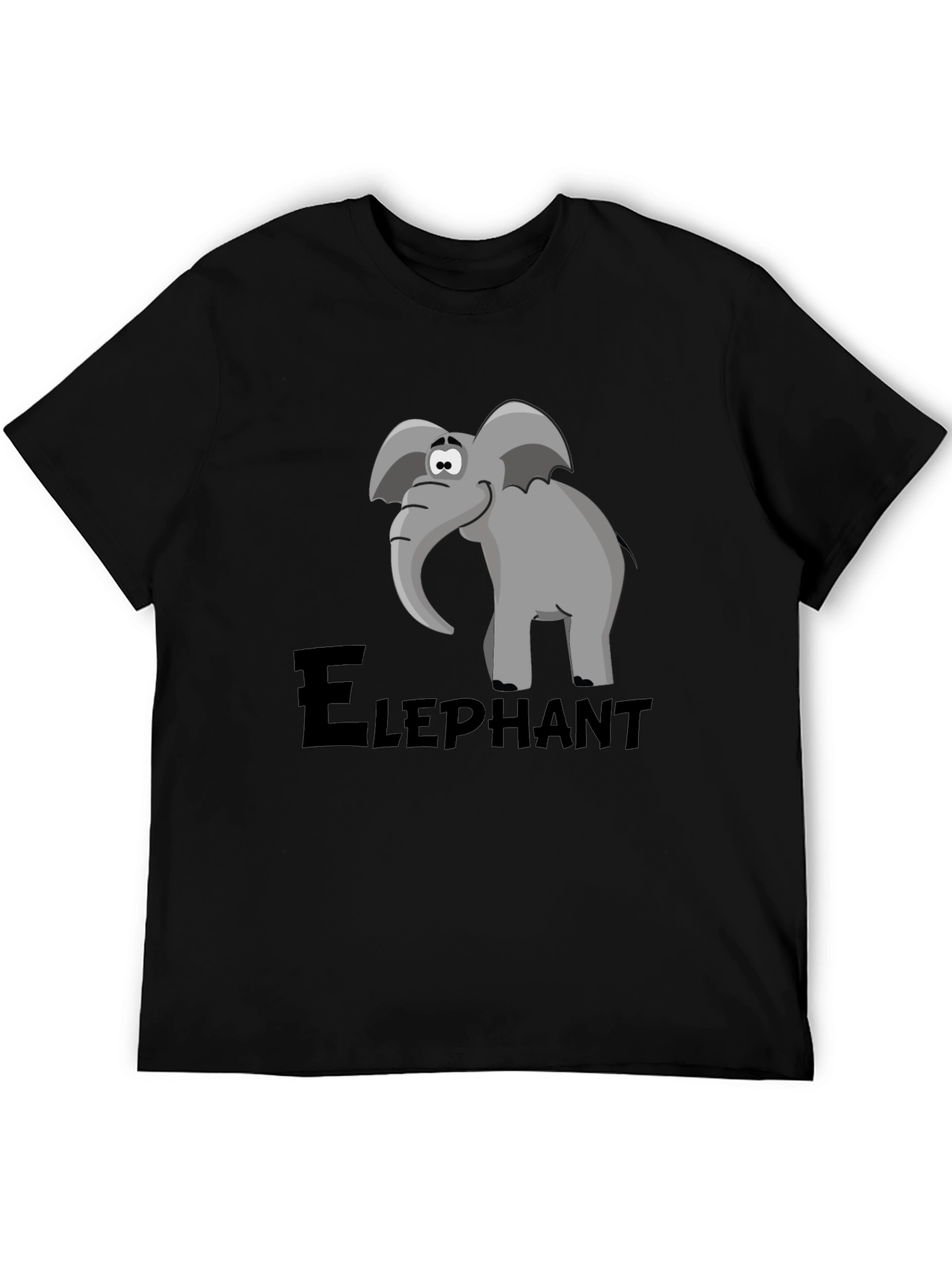 Black Elephant Cartoon Graphic Tee - Black view 5