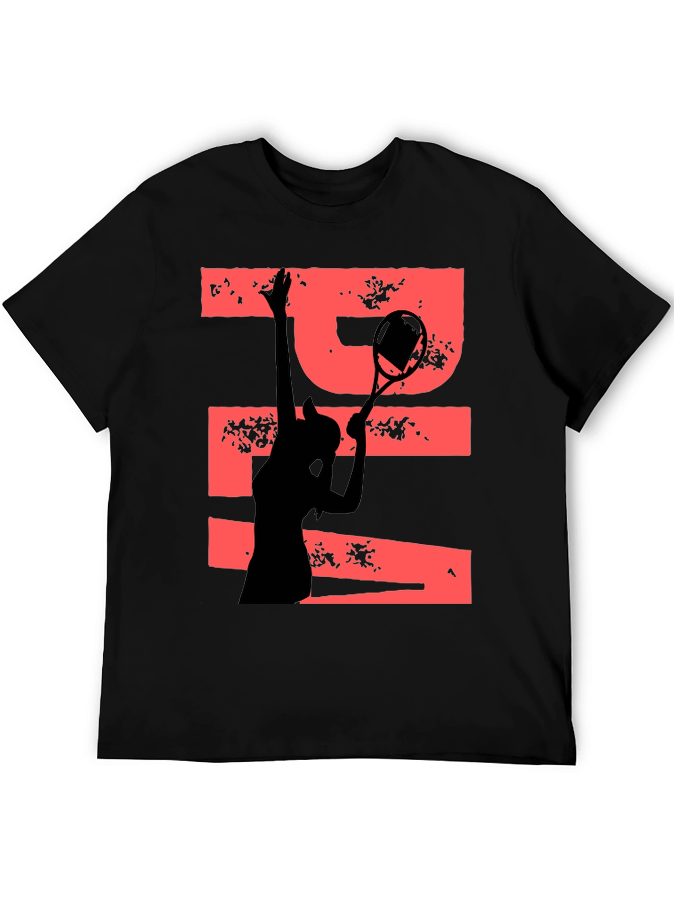 Black Tennis Player Graphic Tee - Unique Design view 5