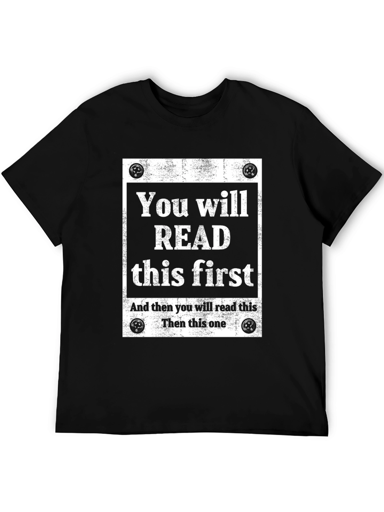 Black Humorous Read This First Graphic Print Tee view 5