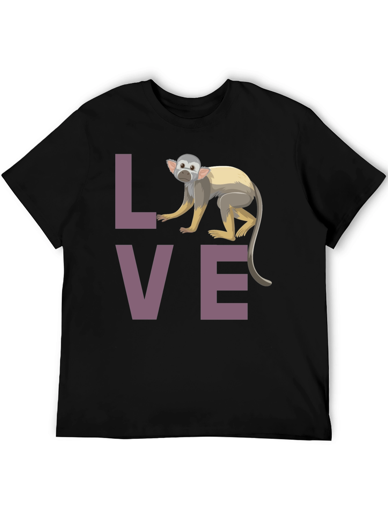 Black Love Monkey T-Shirt - Black Crew Neck Graphic Tee view 5