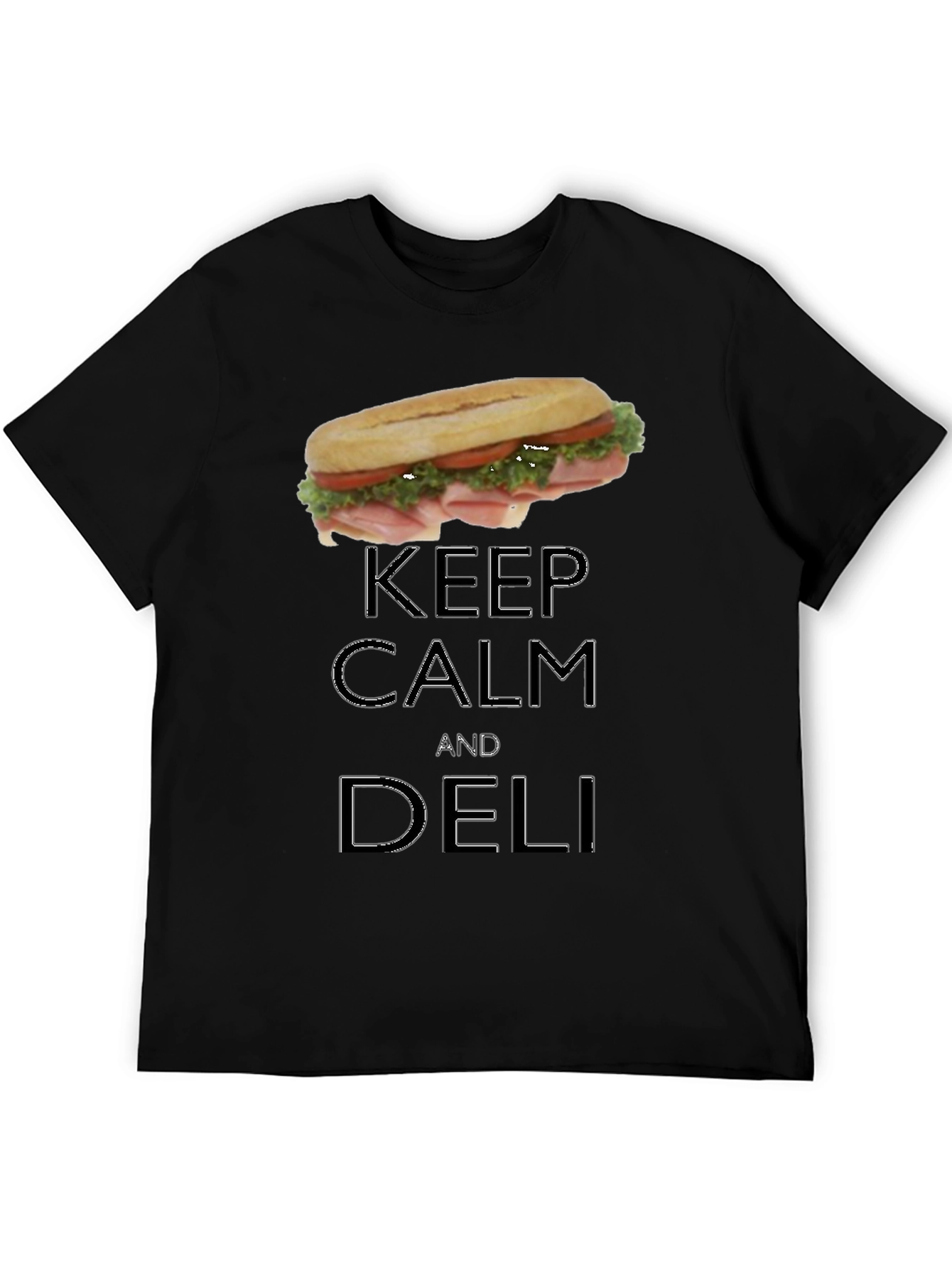 Black Keep Calm & Deli T-Shirt - Sandwich Lover Tee view 5
