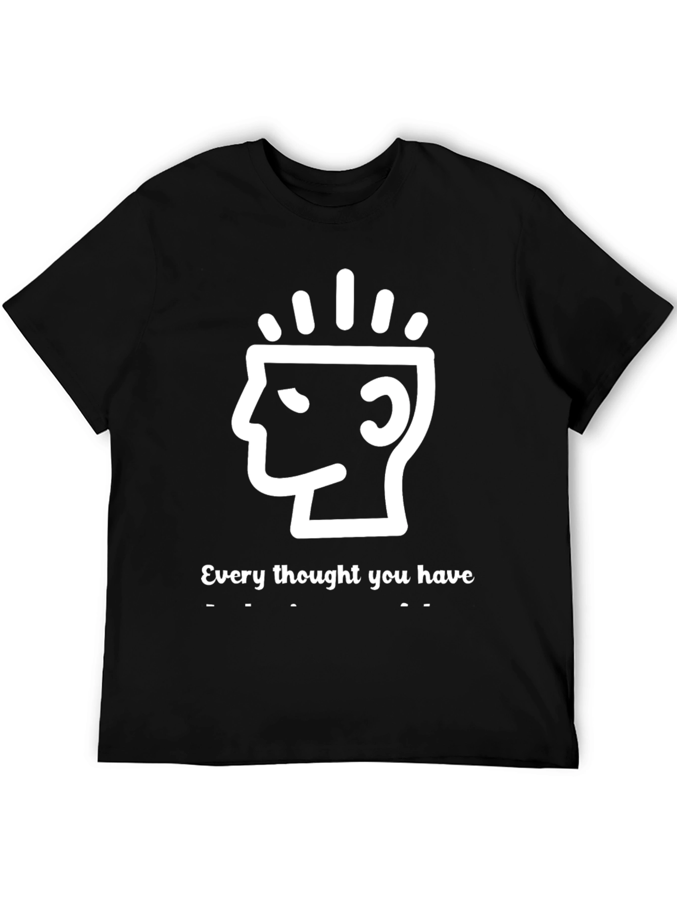 Black Thoughtful Mind T-Shirt - Inspiring Design view 5