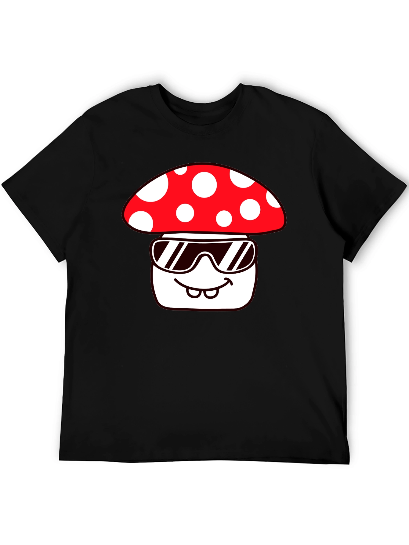 Black Cool Mushroom Graphic Tee - Quirky Fun Design view 5