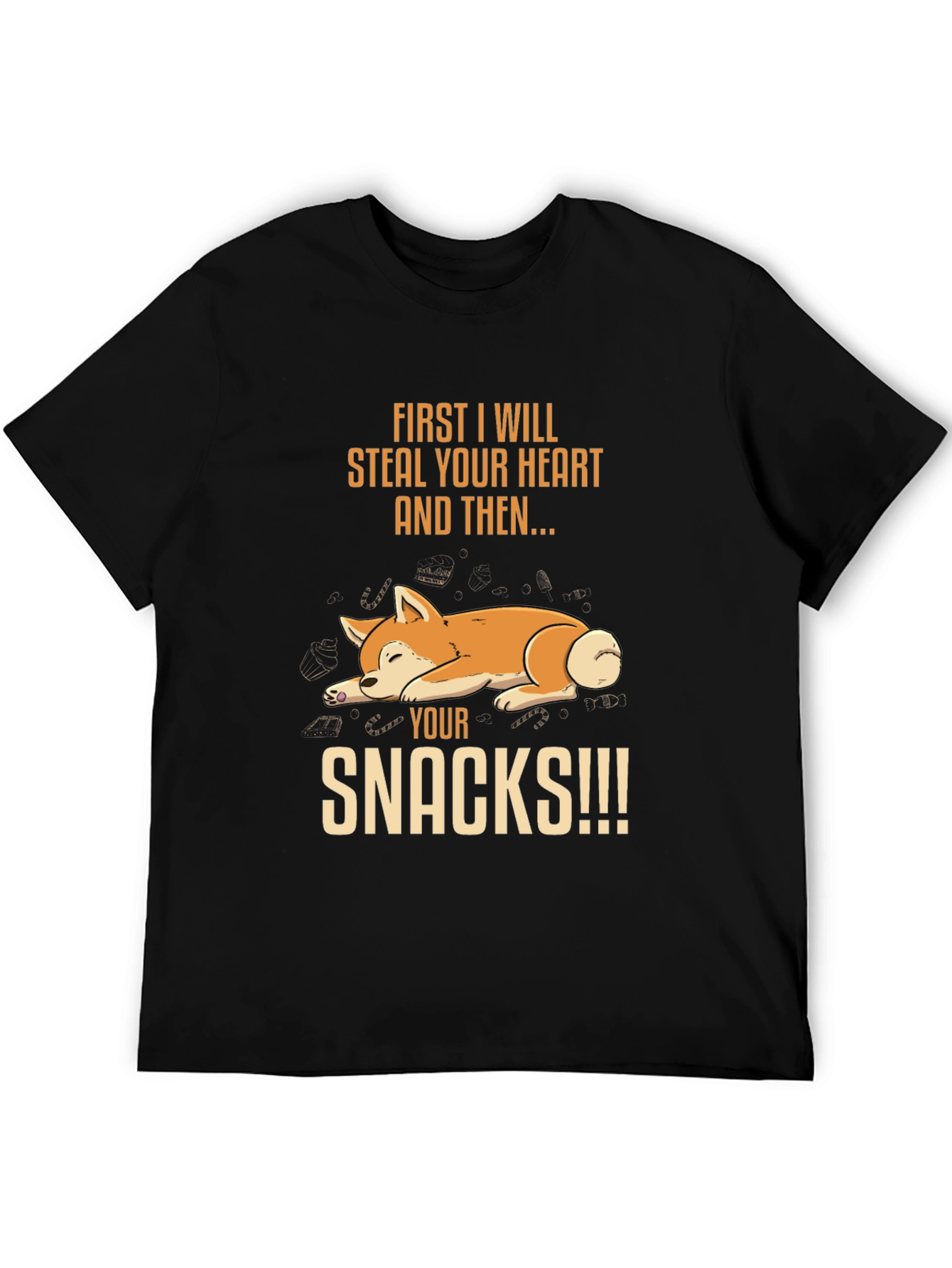 Black Steal Your Heart and Snacks T-Shirt view 5