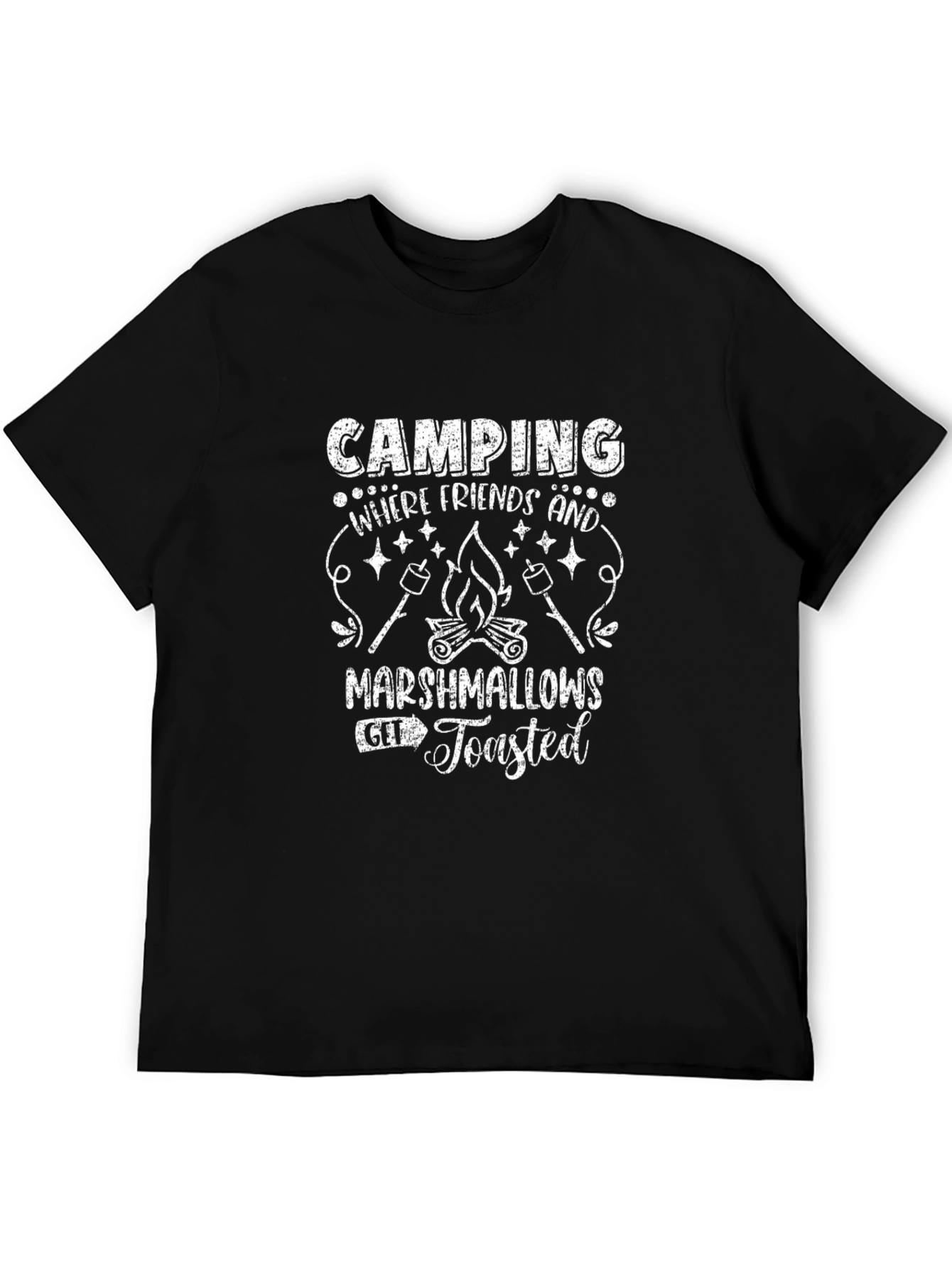 Black Camping Friends Marshmallows Toasted Black T-Shirt view 5