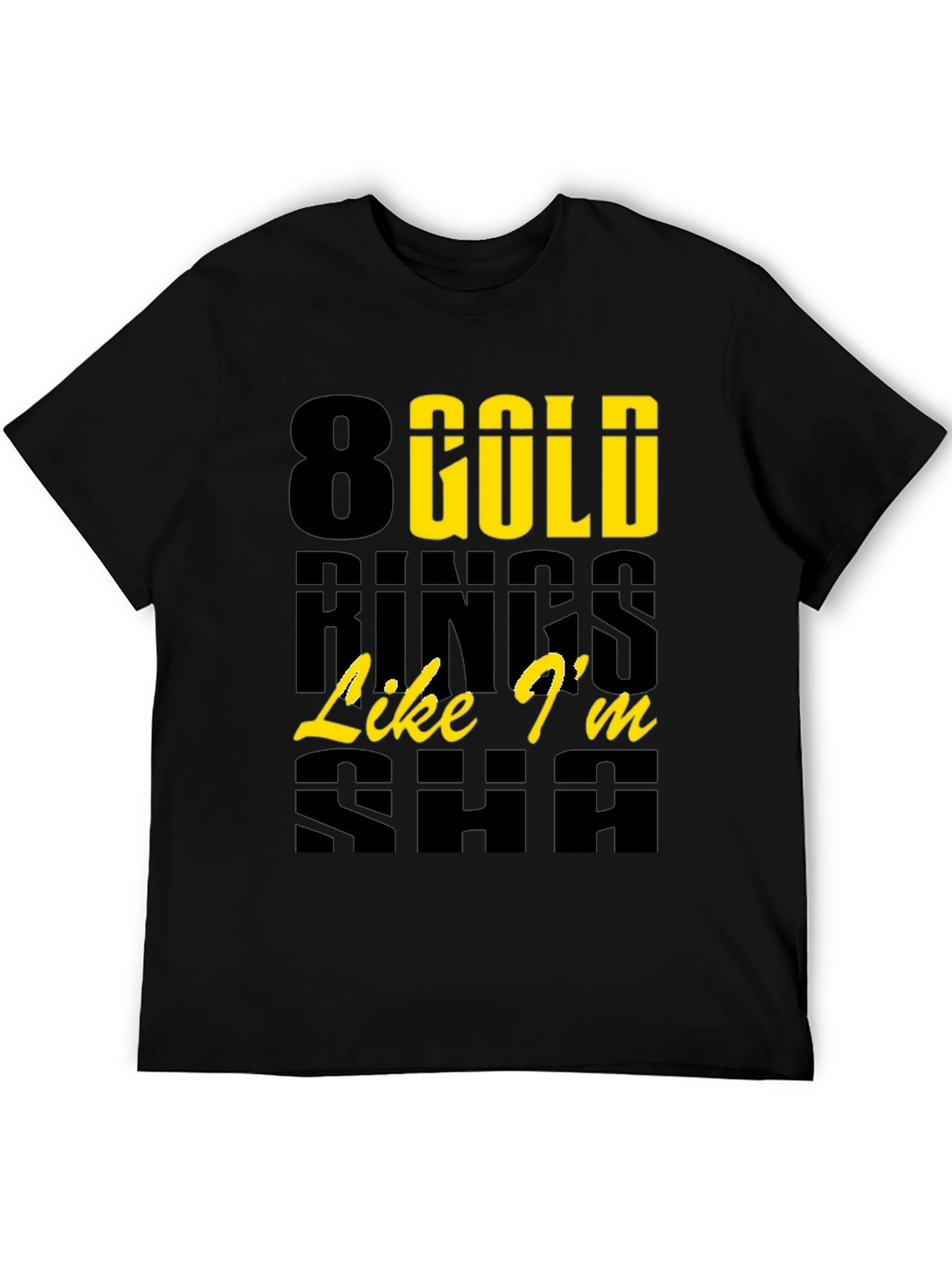 Black 8 Gold Rings Graphic Tee - Trendy & Stylish view 5