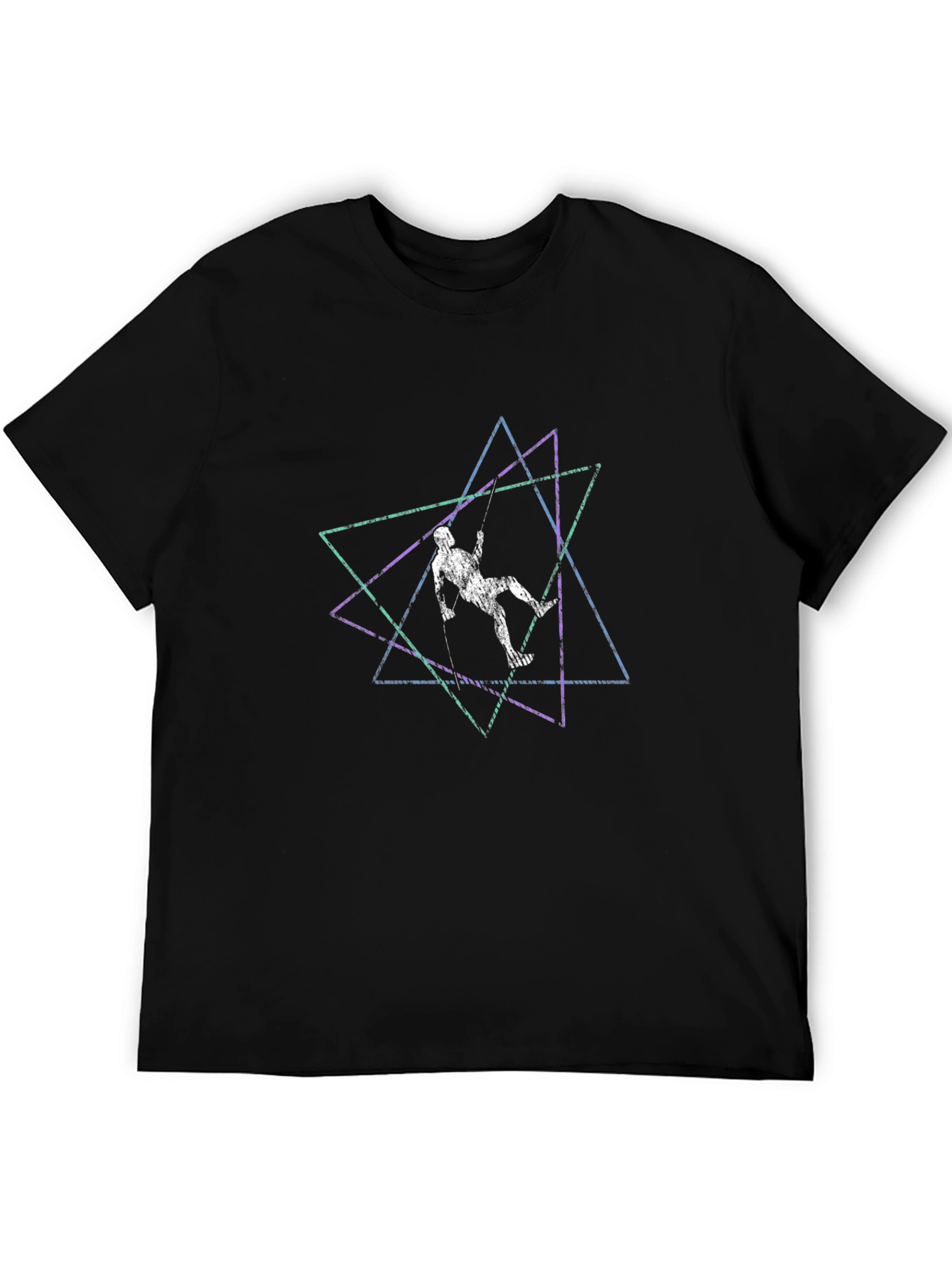 Black Geometric Climber Graphic Tee - Stylish Black T-Shirt view 5