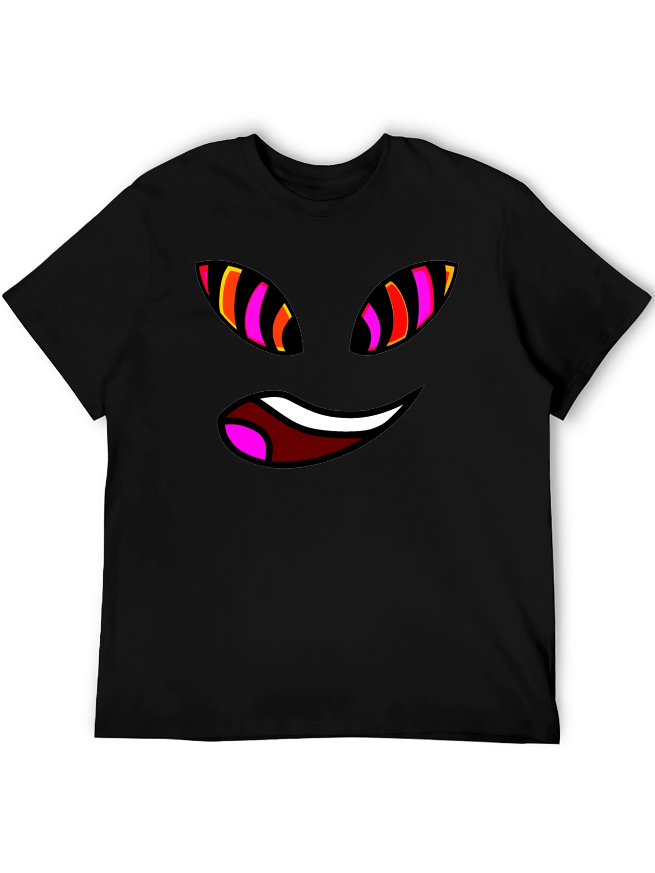 Black Funky Face Graphic Tee - Black Cotton Blend T-Shirt view 5