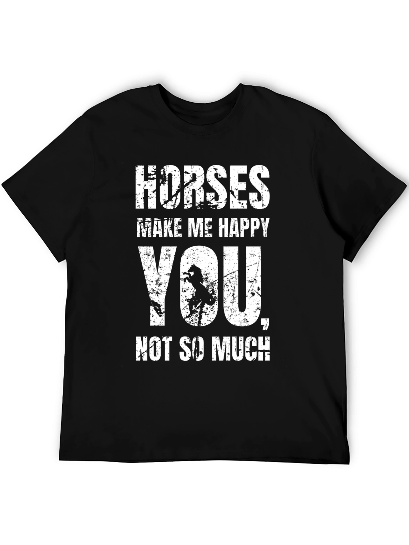 Black Horses Make Me Happy T-Shirt - Novelty Graphic Tee view 5