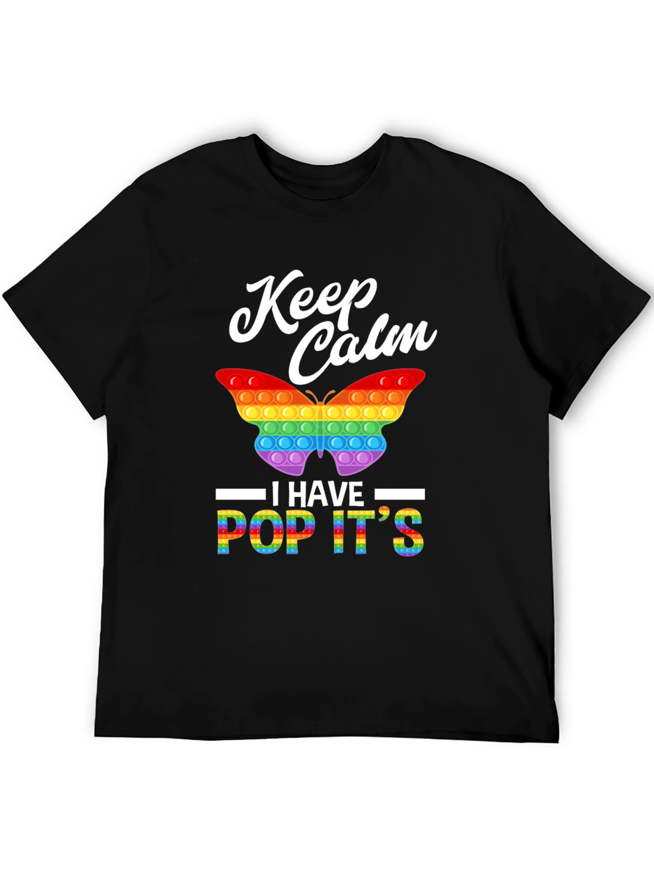 Black Keep Calm Pop It T-Shirt - Fun & Colorful! view 5