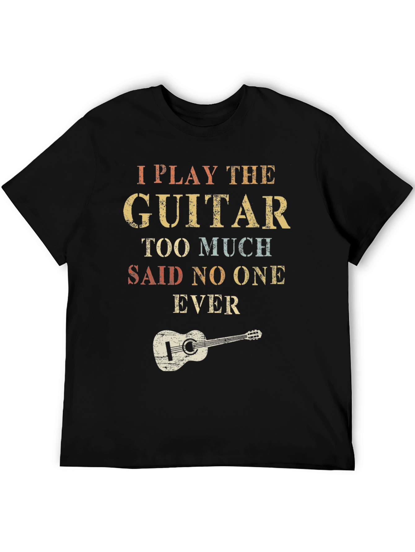 Black I Play Guitar Too Much T-Shirt view 5
