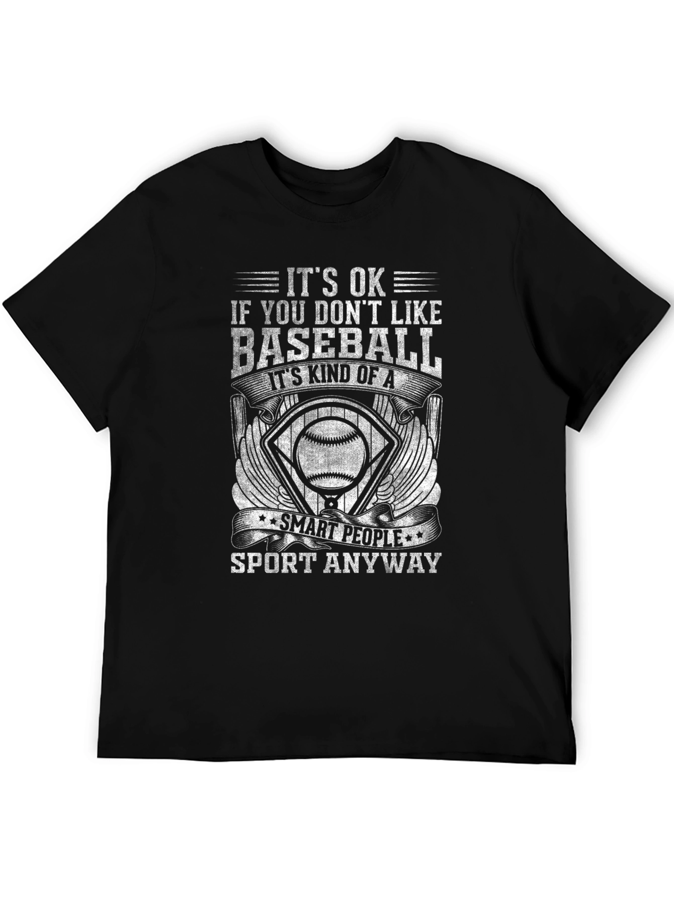 Black It's OK Baseball Fan T-Shirt Funny Baseball Gift view 5