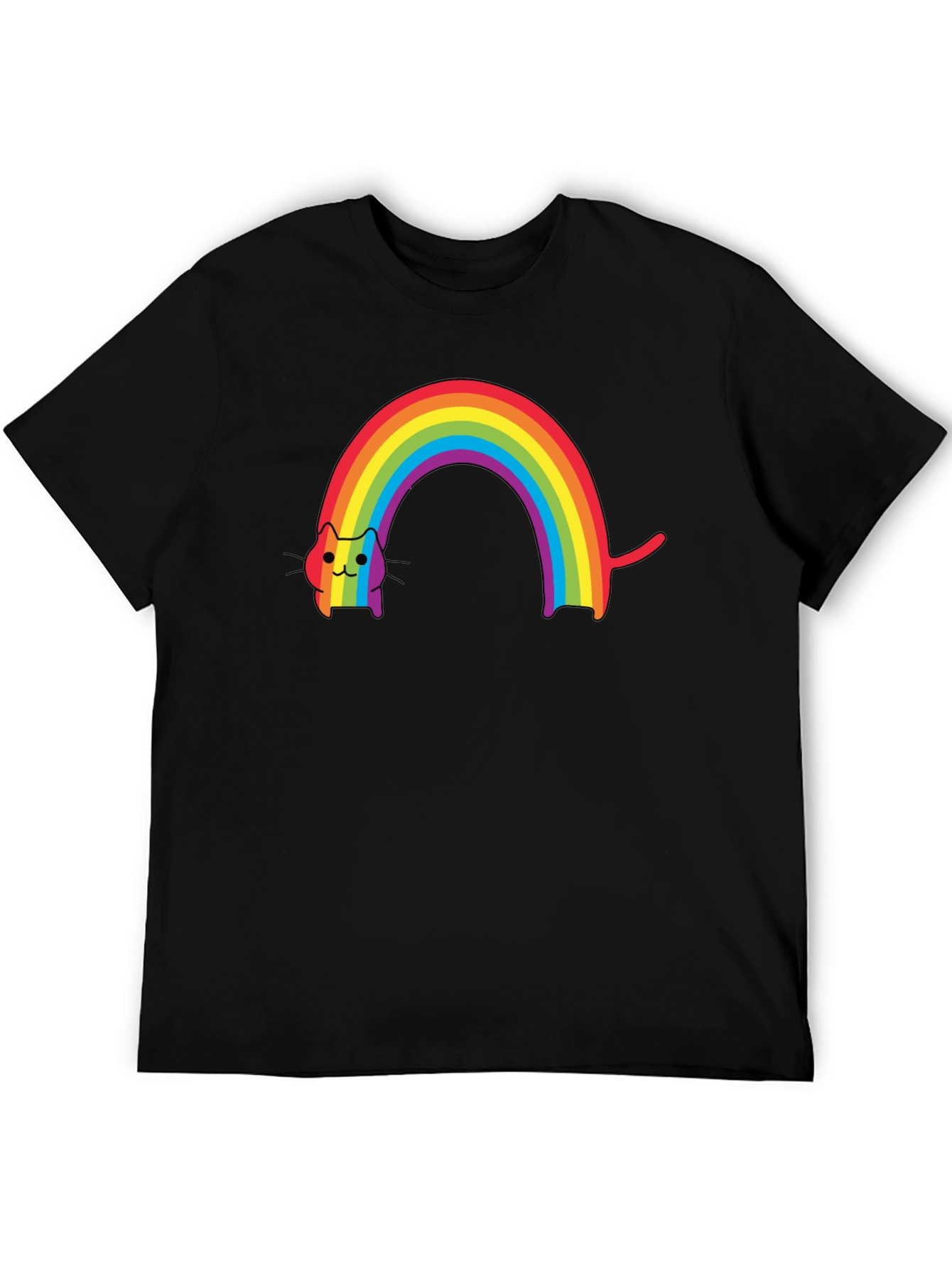 Black Rainbow Cat Graphic Tee - Stylish Comfort view 5