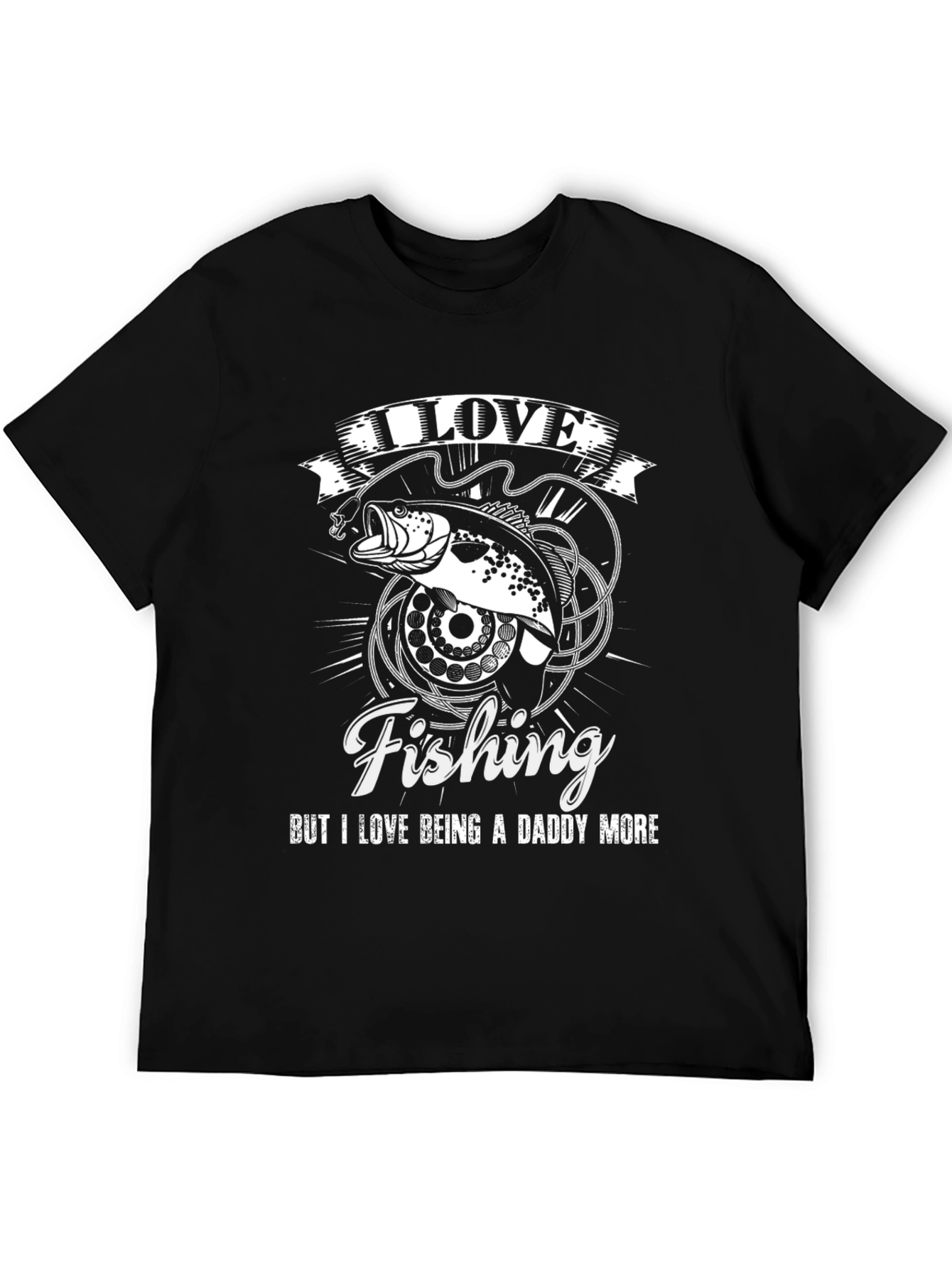 Black I Love Fishing Daddy T-Shirt - Black, Men's view 5