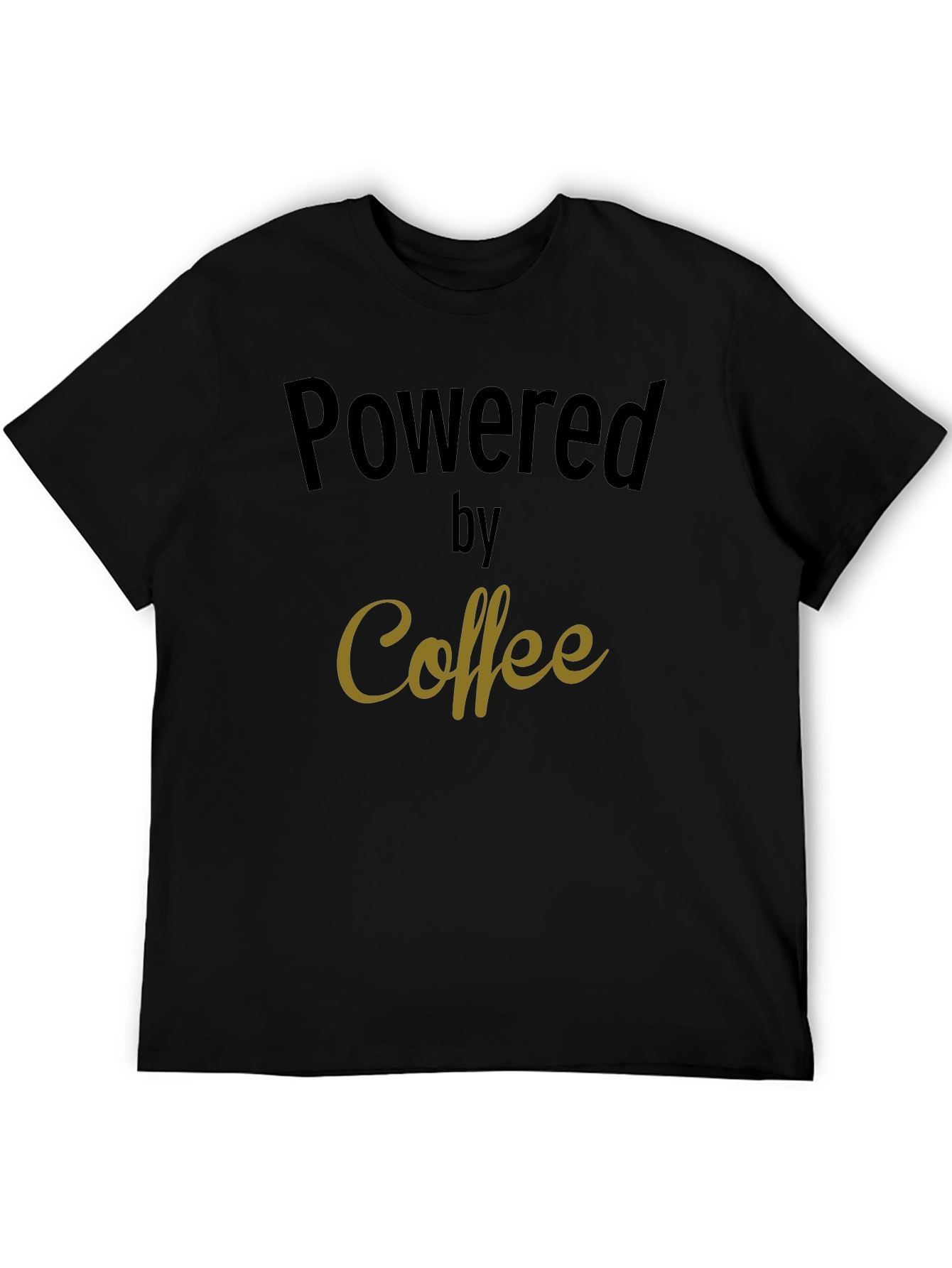 Black Powered by Coffee - Men's Black T-Shirt view 5