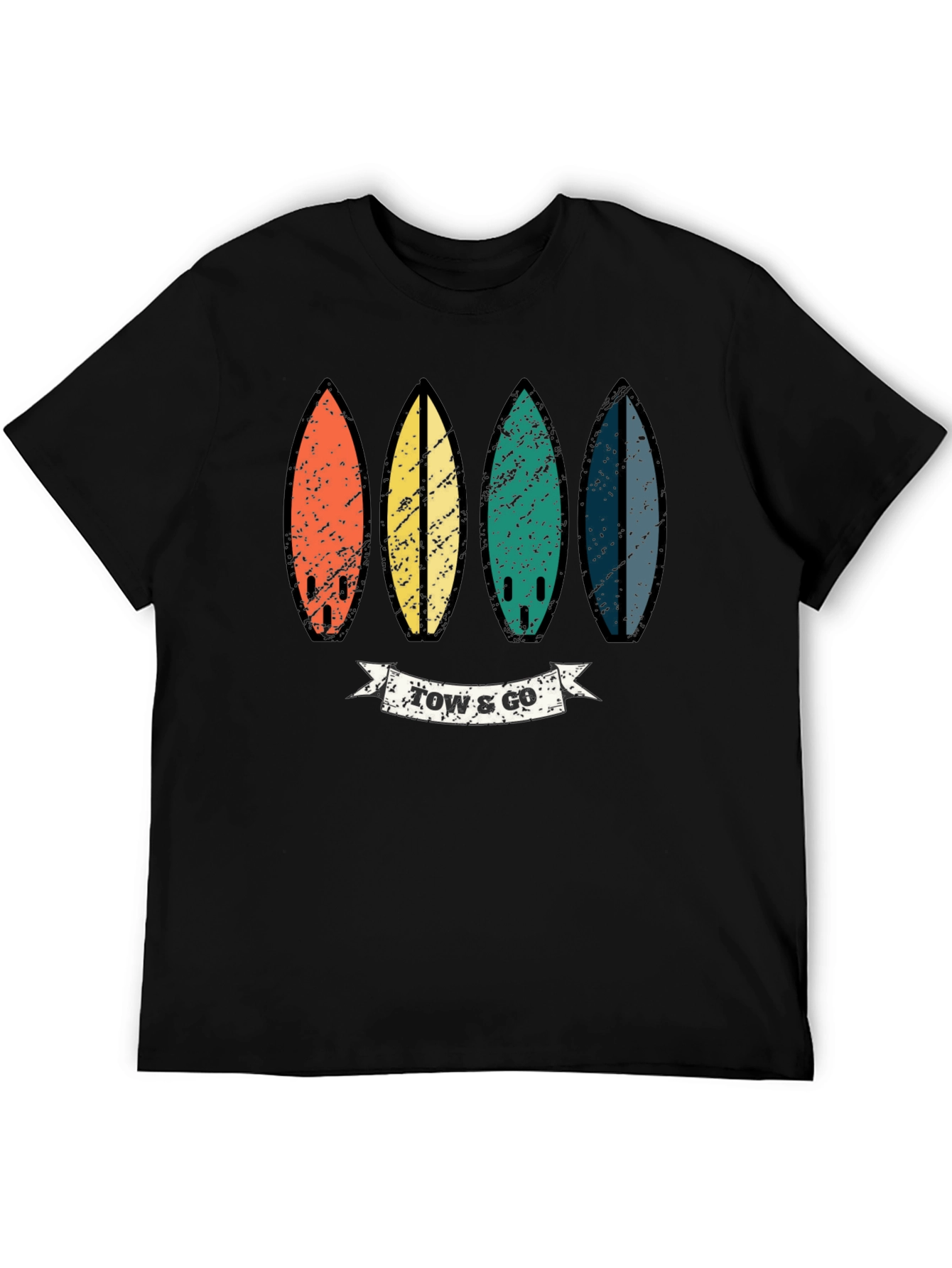 Black Retro Surfboard T-Shirt view 5