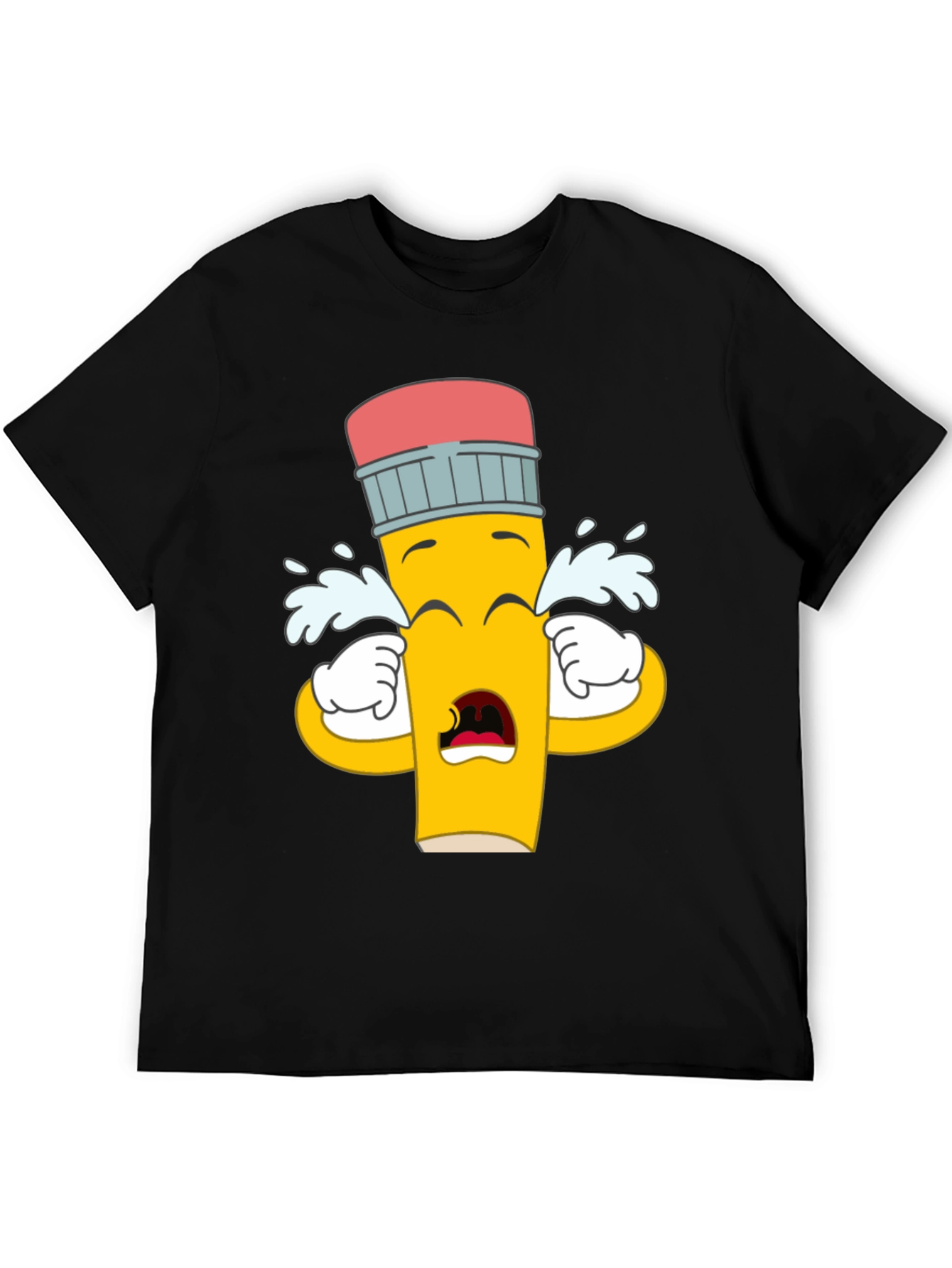 Black Crying Pencil Graphic Tee - Black Cotton Blend view 5