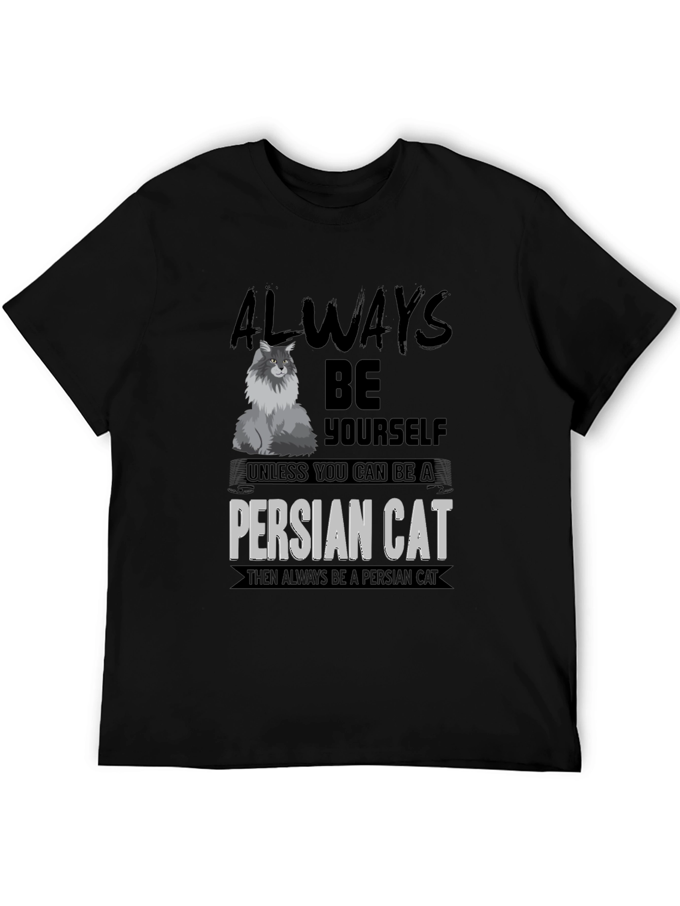 Black Funny Persian Cat T-Shirt view 5