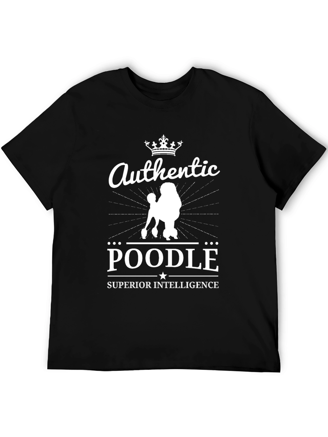 Black Authentic Poodle Superior Intelligence T-Shirt view 5