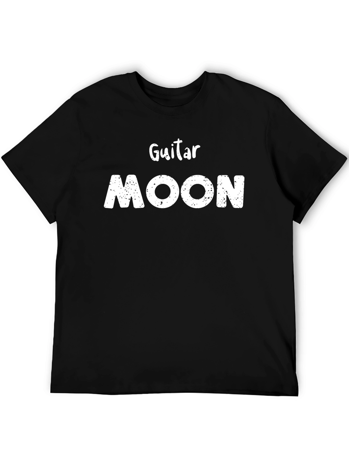 Black Guitar Moon Graphic Tee - Black Cotton T-Shirt view 5