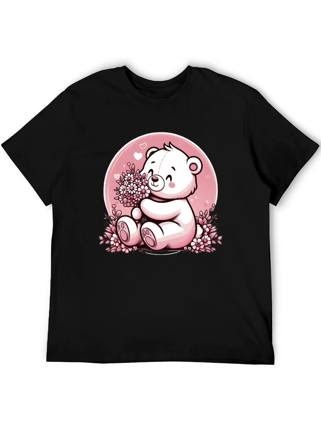 Black Cute Teddy Bear Graphic Tee view 5