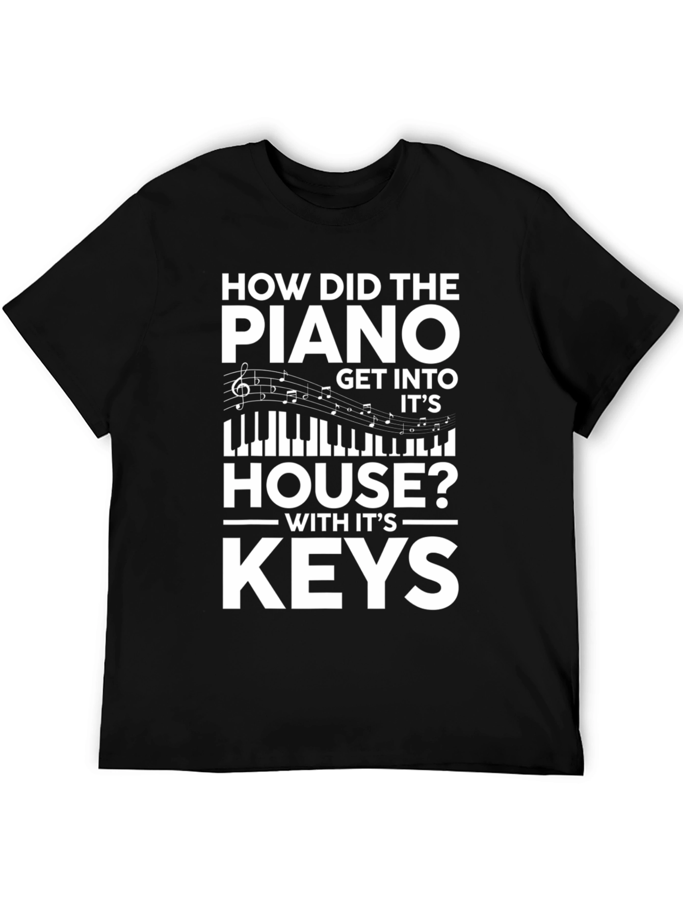Black Piano Keys Pun T-Shirt - Musician Humor Tee view 5