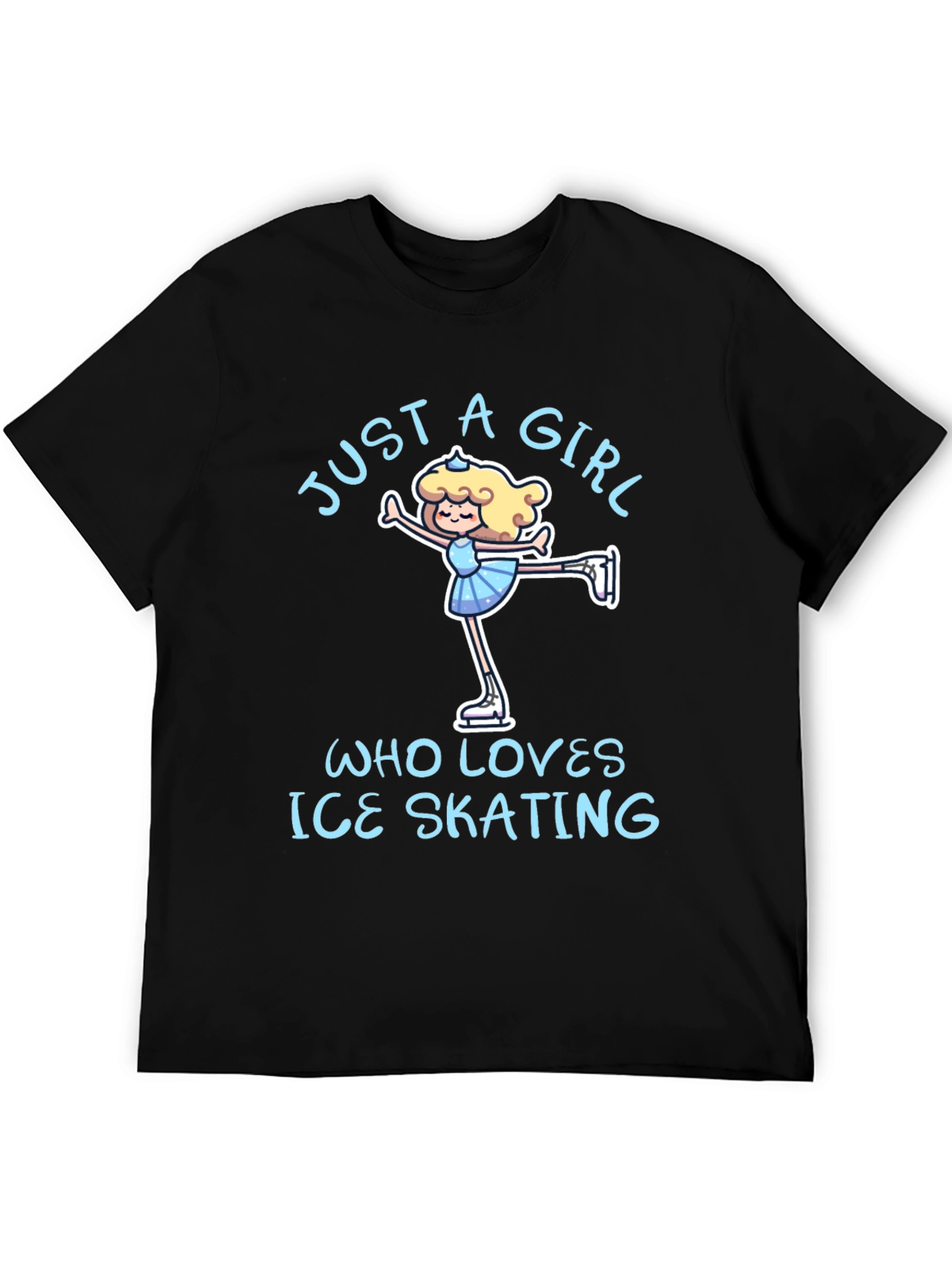 Black Just a Girl Who Loves Ice Skating T-Shirt view 5