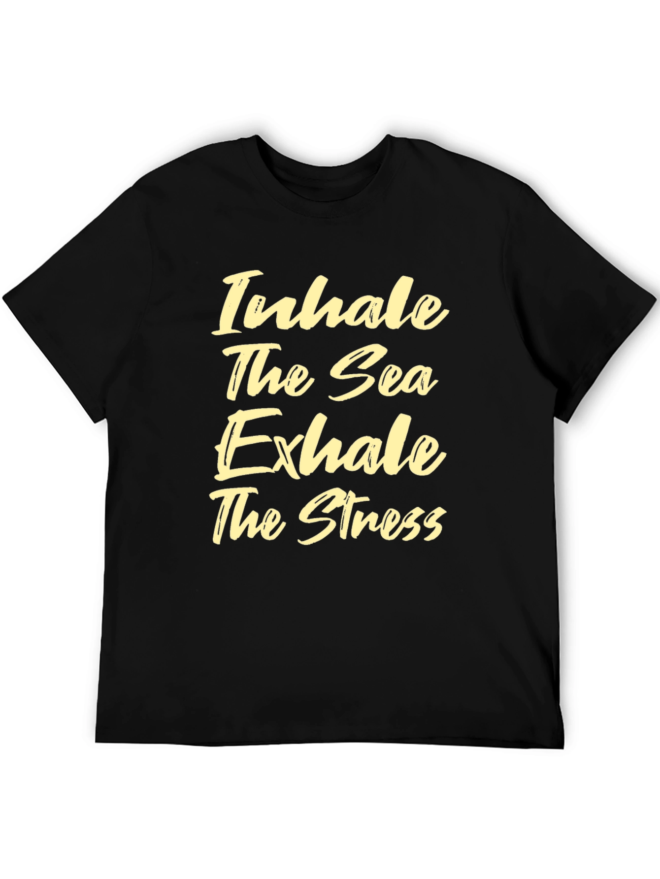 Black Inhale the Sea, Exhale the Stress Black Tee view 5