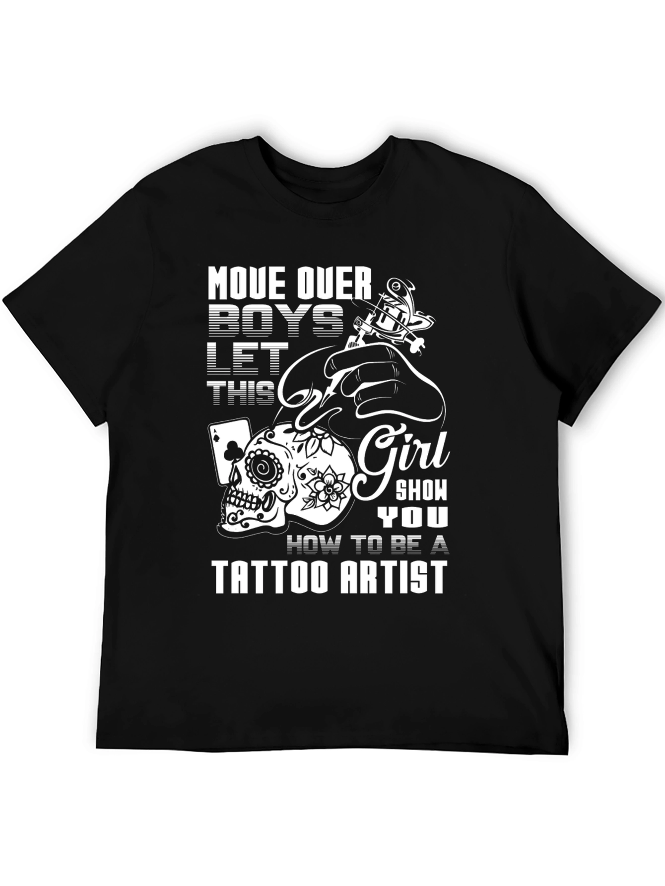 Black Tattoo Artist Girl's T-Shirt - Skull and Ink Design view 5