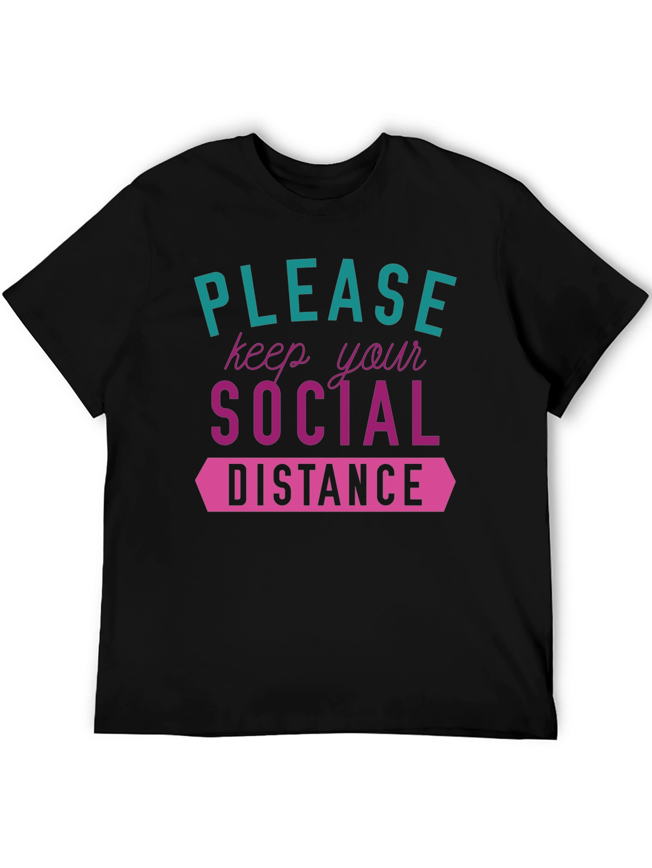 Black Social Distance Graphic Tee - Stylish & Safe! view 5