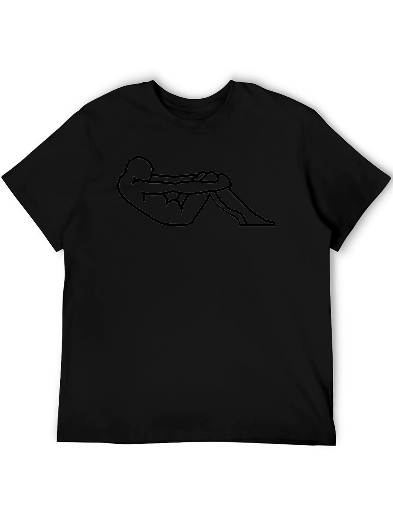 Minimalist Outline Man in Fetal Position Black T-Shirt - 5