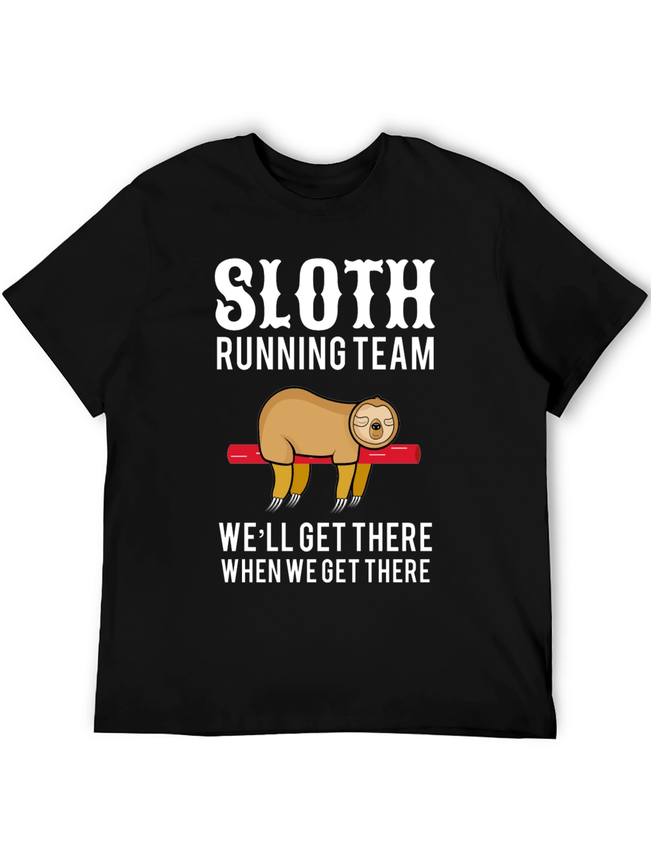 Black Sloth Running Team T-Shirt - Funny Lazy Design view 5