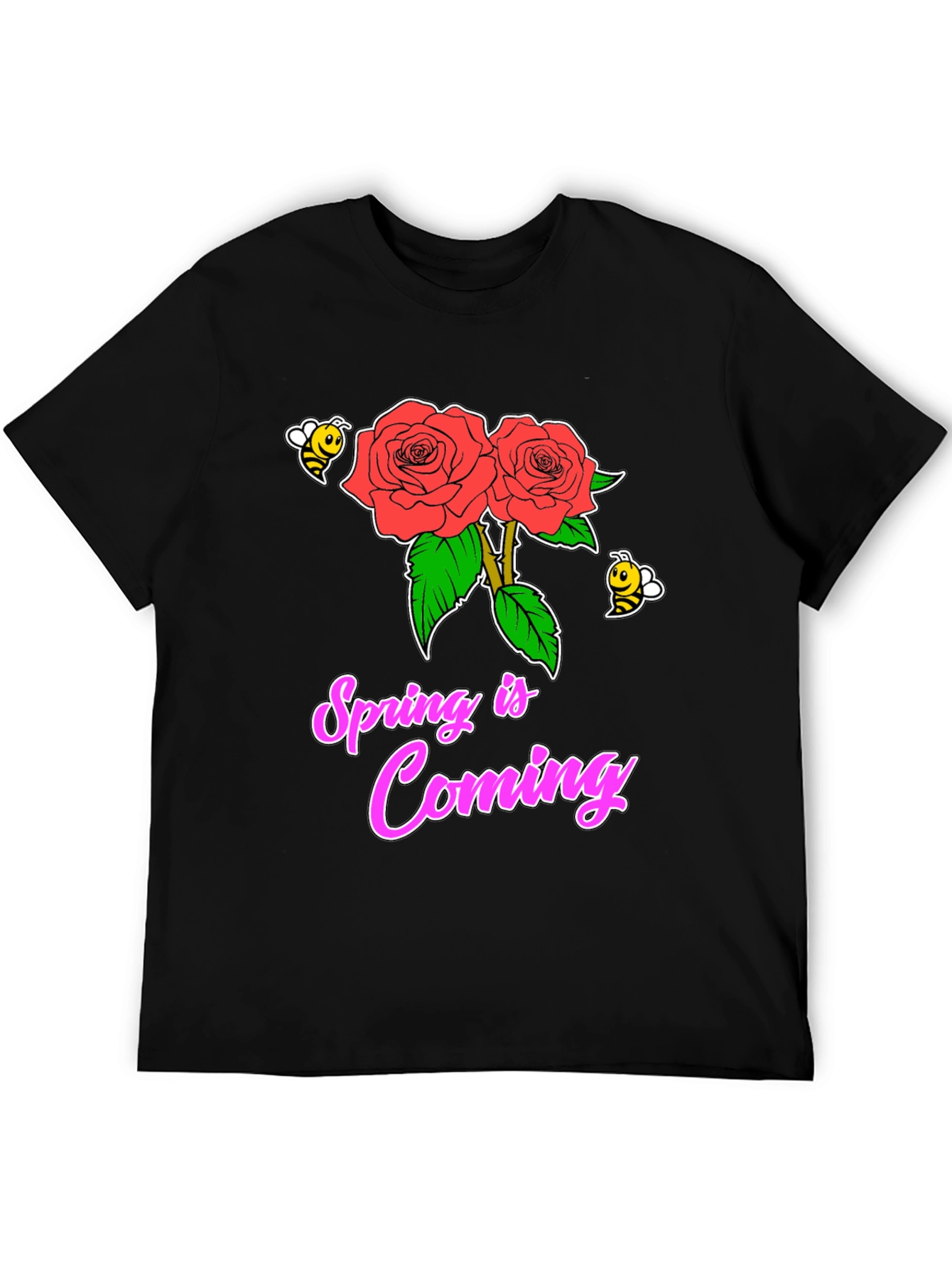 Black Spring is Coming Roses T-Shirt view 5