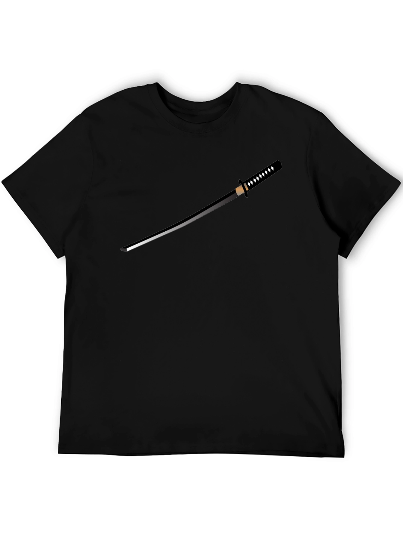 Black Katana Graphic T-Shirt - Black Crew Neck Tee view 5