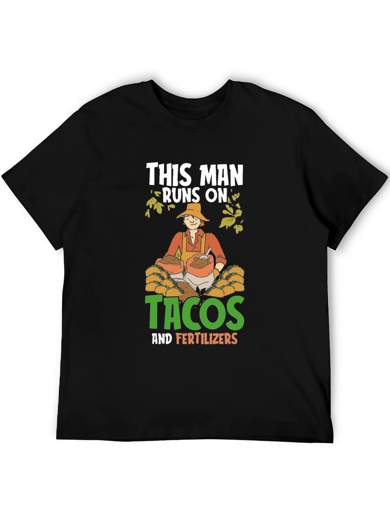 Black Tacos & Fertilizer T-Shirt - Funny Farmer Tee view 5