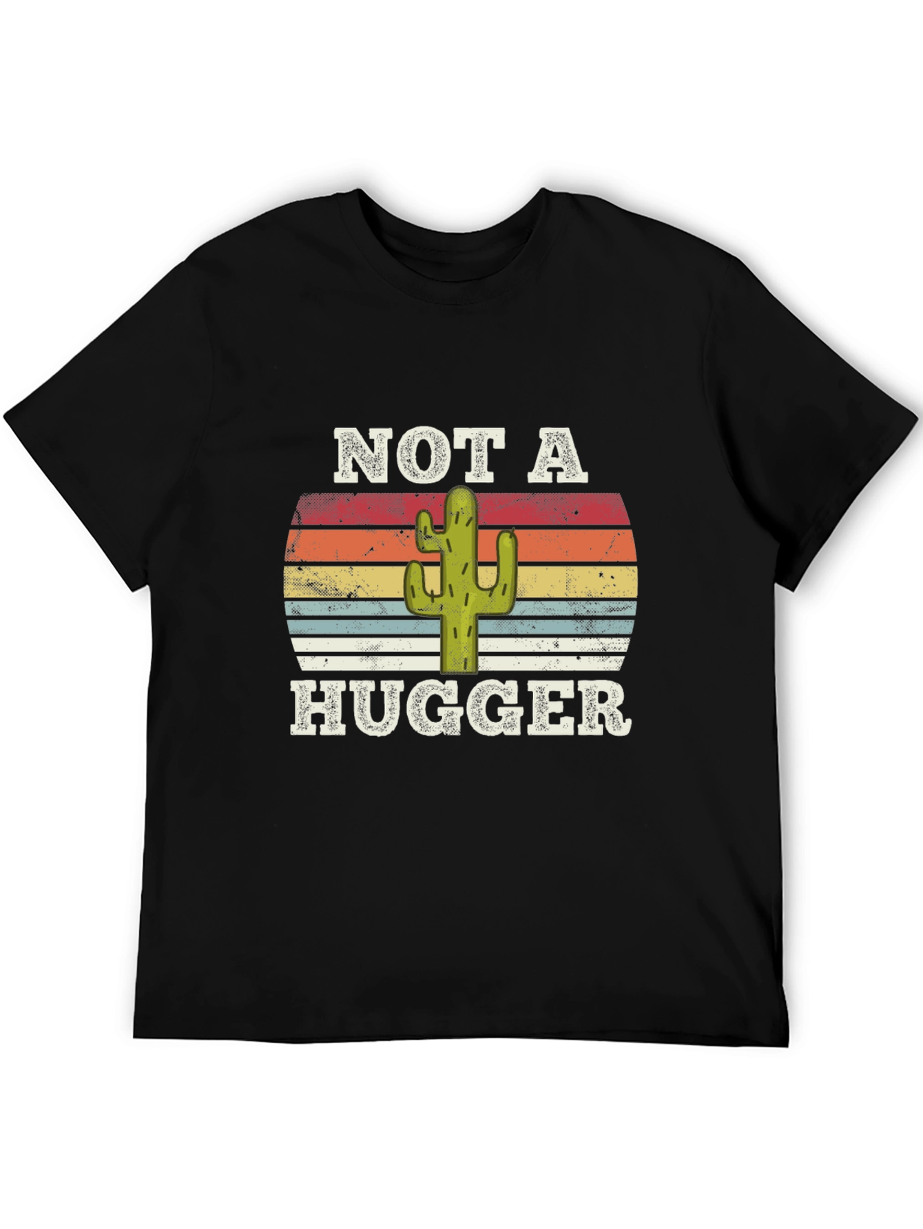 Black Not a Hugger Cactus Graphic T-Shirt view 5